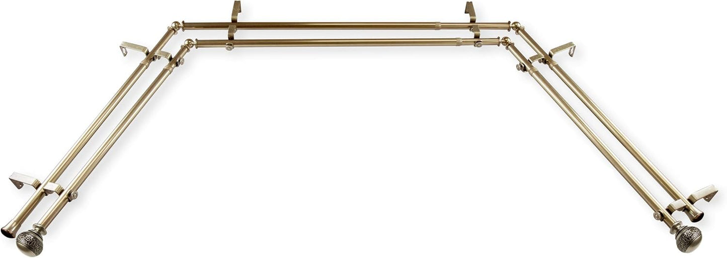 Rod Desyne Bay Window Double Curtain Rod: Elegant Antique Brass Finish