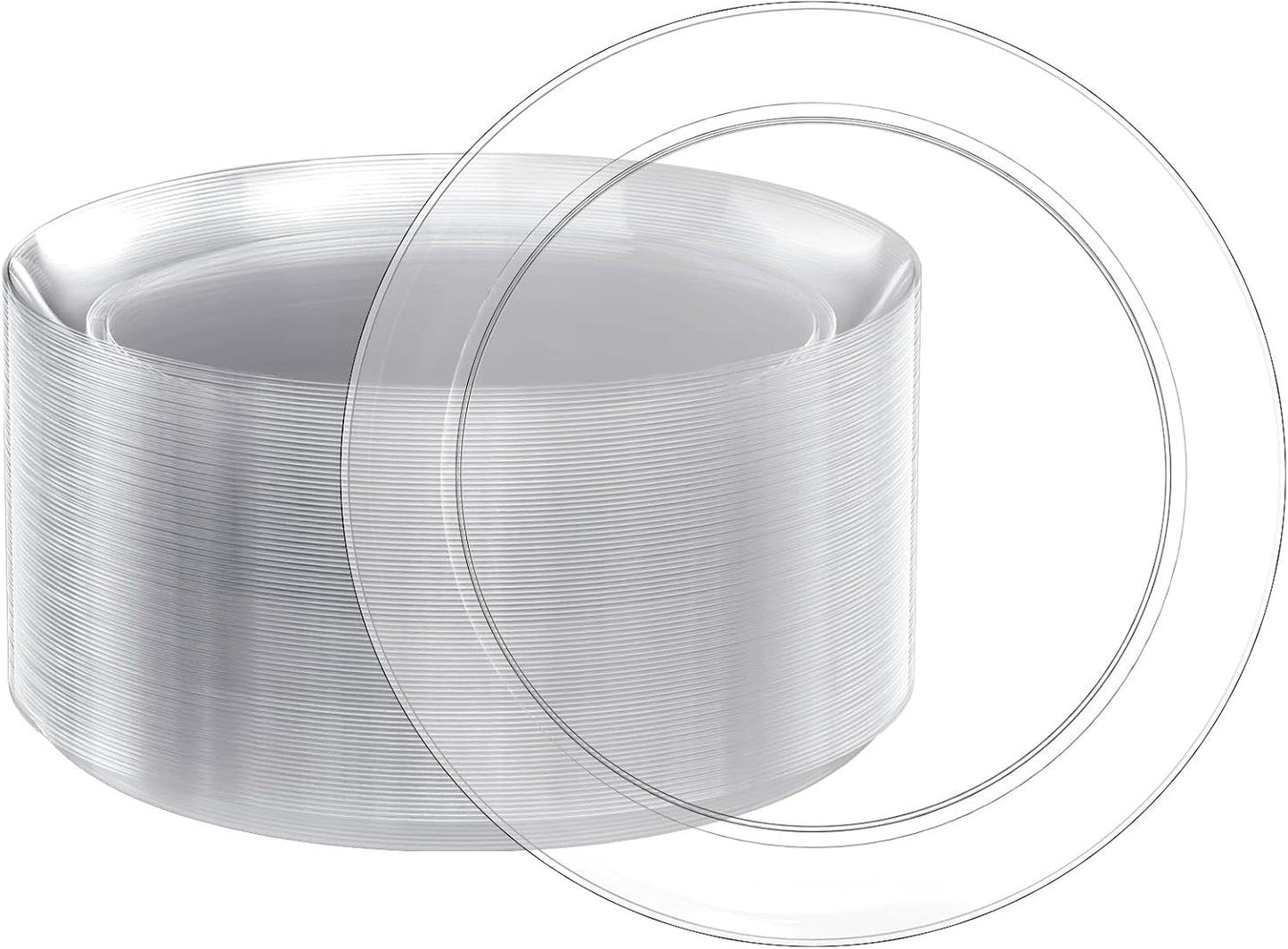 FOCUSLINE 100 Count Clear Plastic Plates for All Occasions