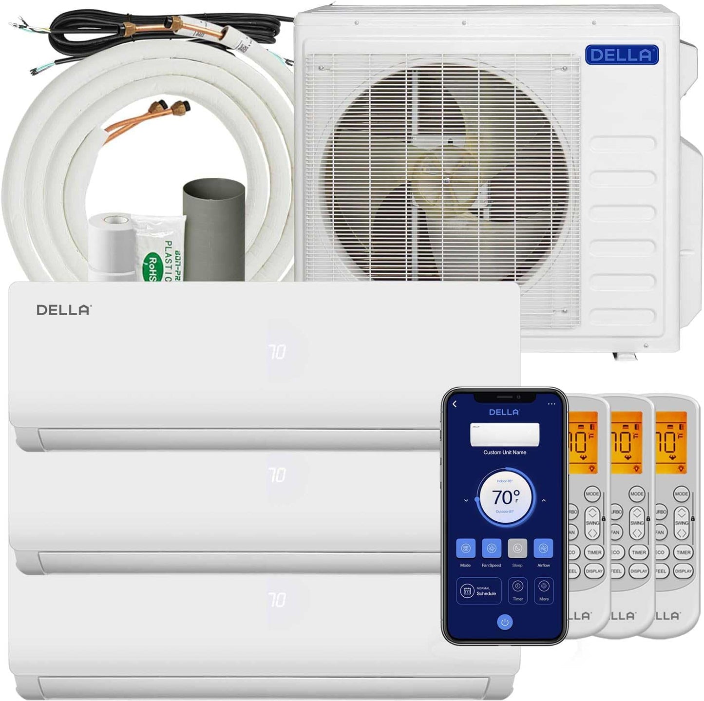 Della Tri Zone Mini Split - Alexa Compatible, Cools 1350 Sq.Ft!