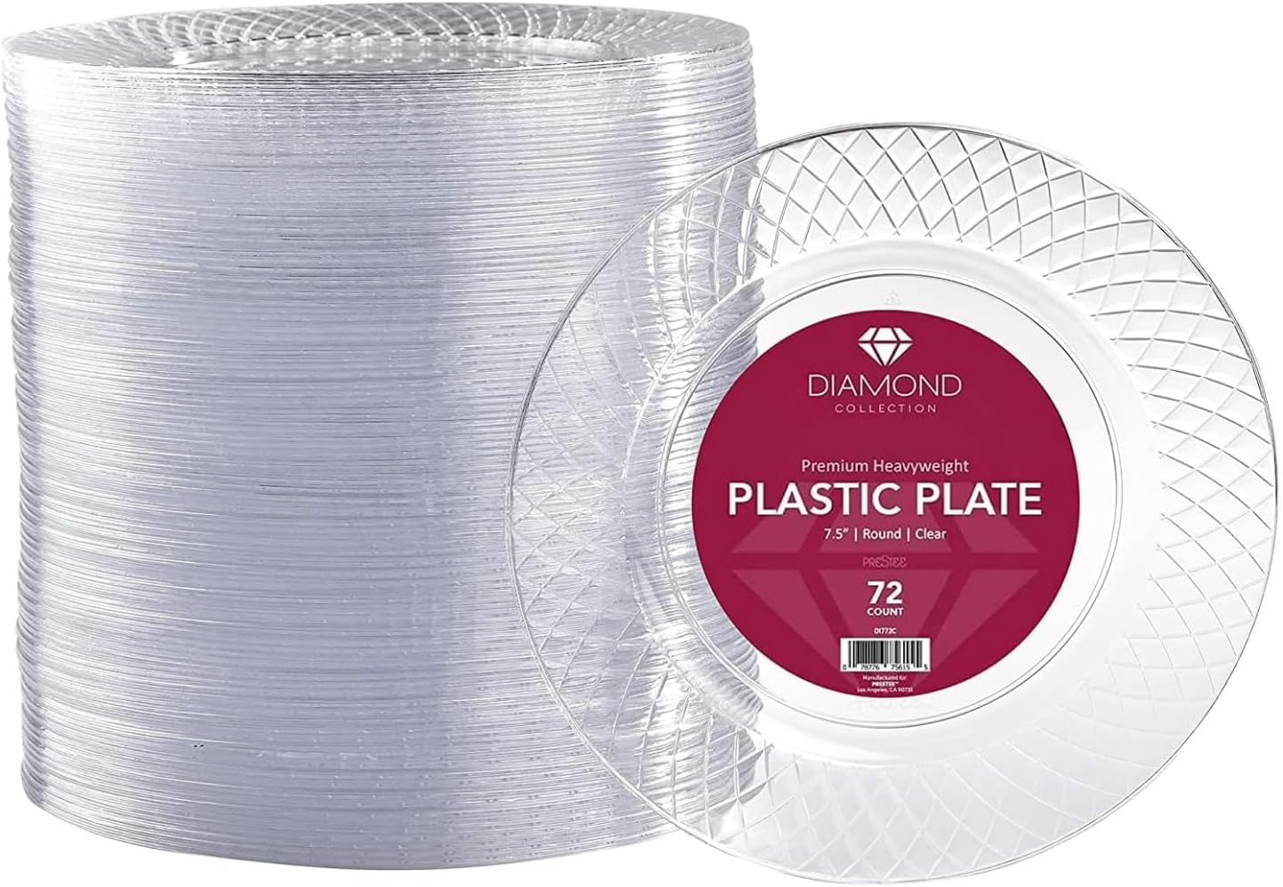 Prestee Disposable Plates - 7.5-inch Heavy Duty Clear Plastic