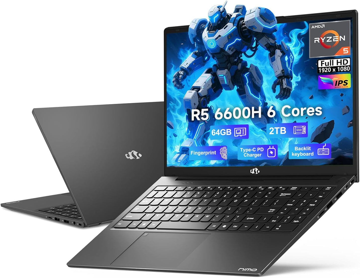 NIMO 15.6 FHD Gaming Laptop with Ryzen 5 and 64GB RAM