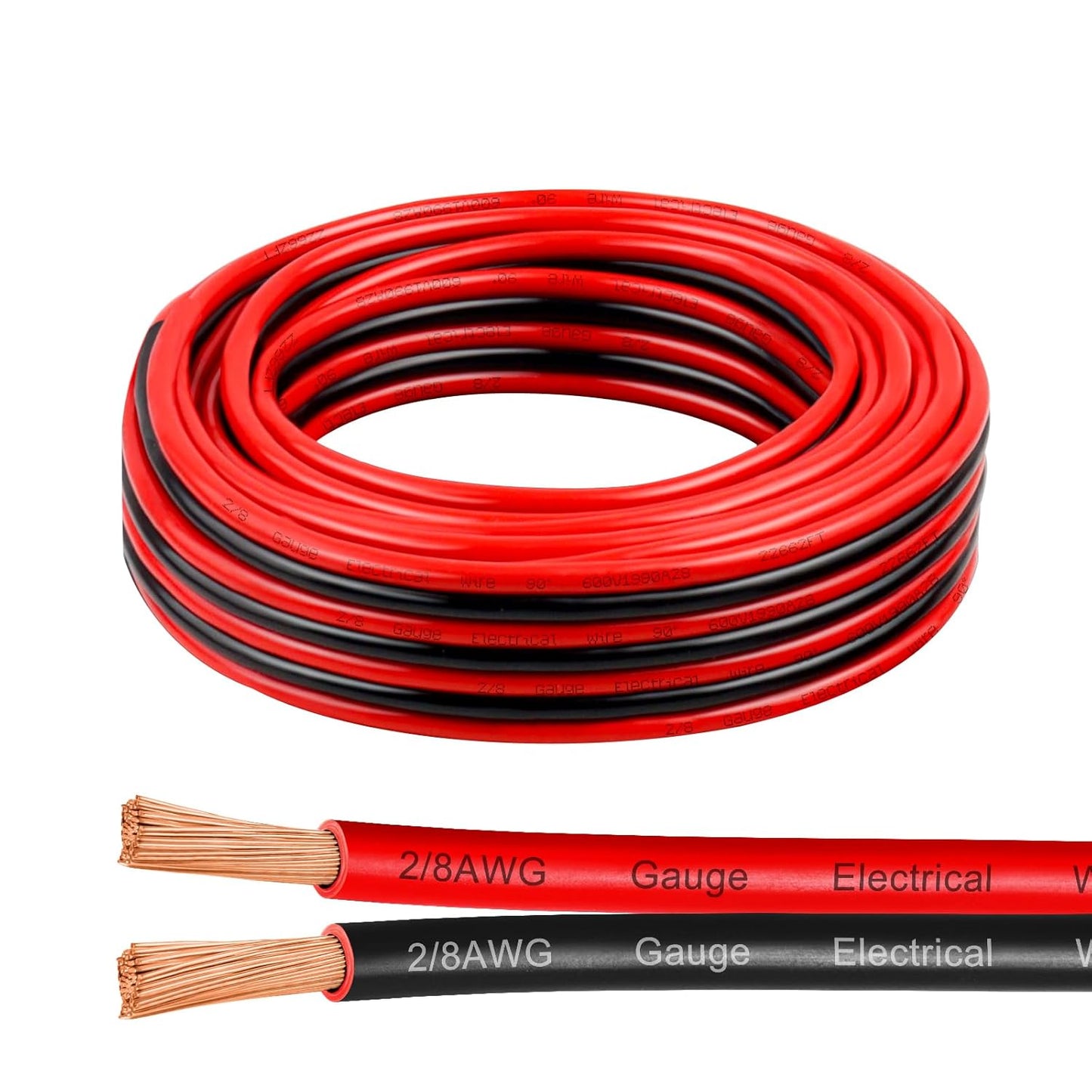8 Gauge Wire 15 Feet - Pure Copper Stranded Low Voltage Wire