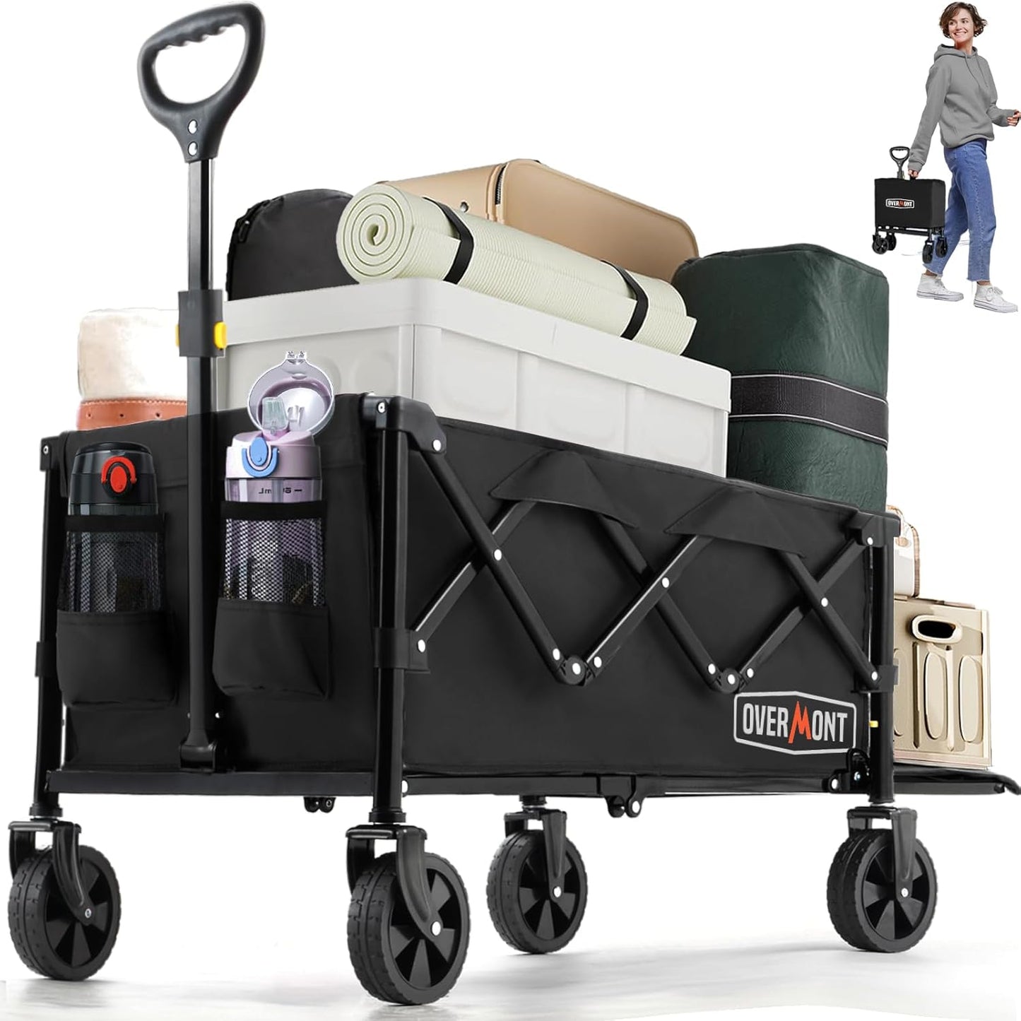 Overmont Collapsible Wagon - Lightweight Utility Cart for All