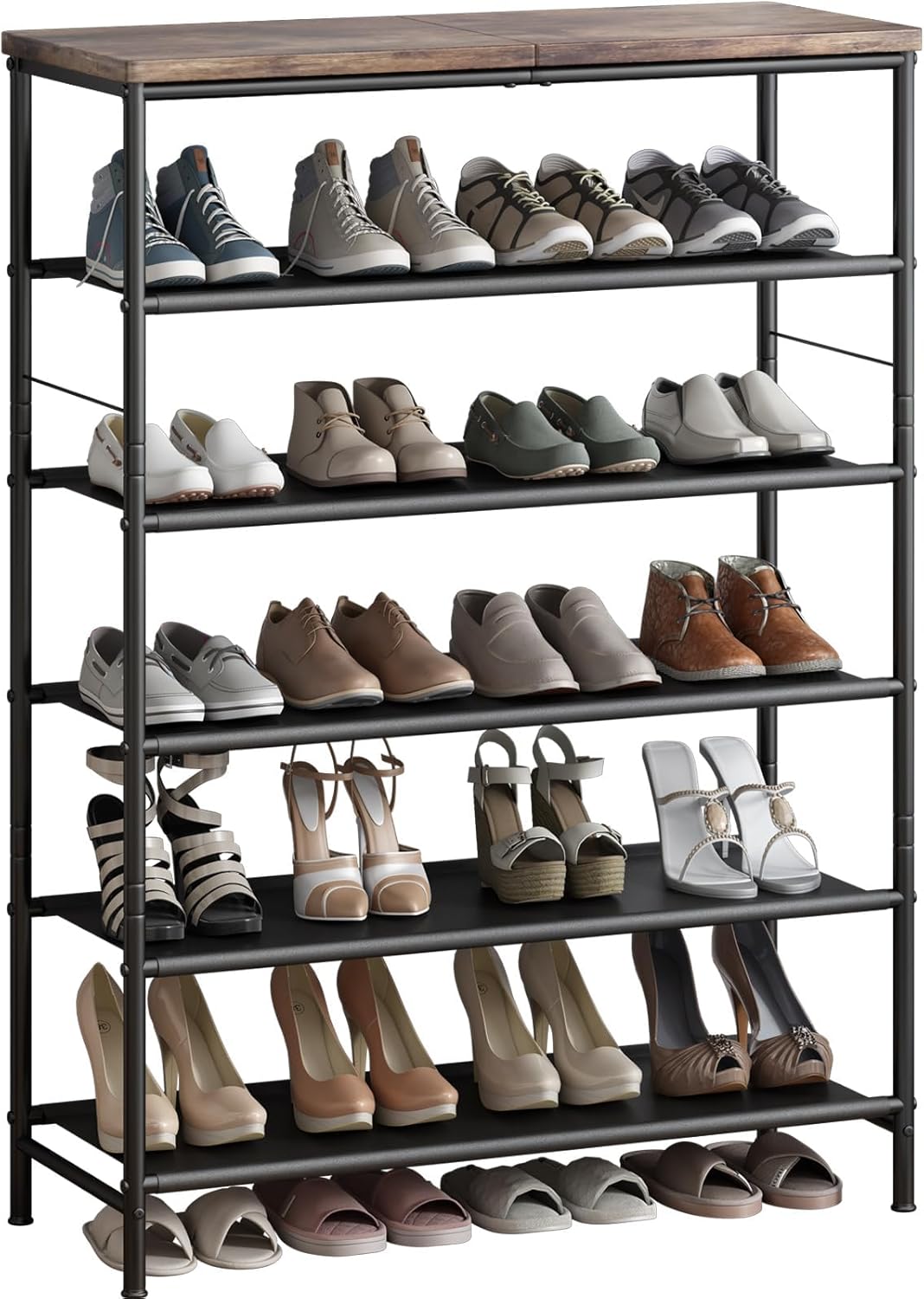 Shoe Rack Organizer 6 Tier Metal Shelf for Entryway and Closet
