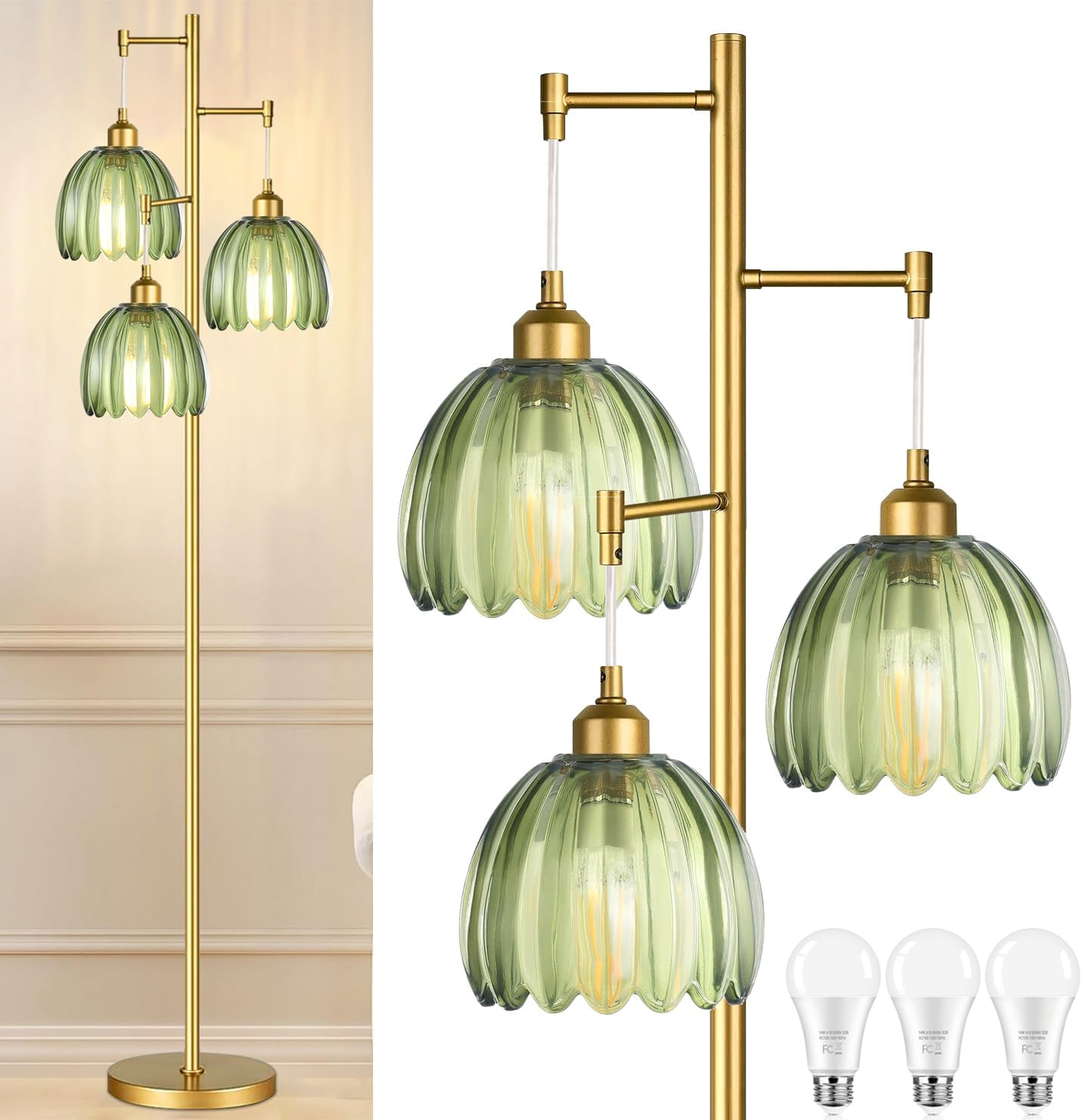 Gold Floor Lamp for Living Room and Bedroom - Mid Century Style