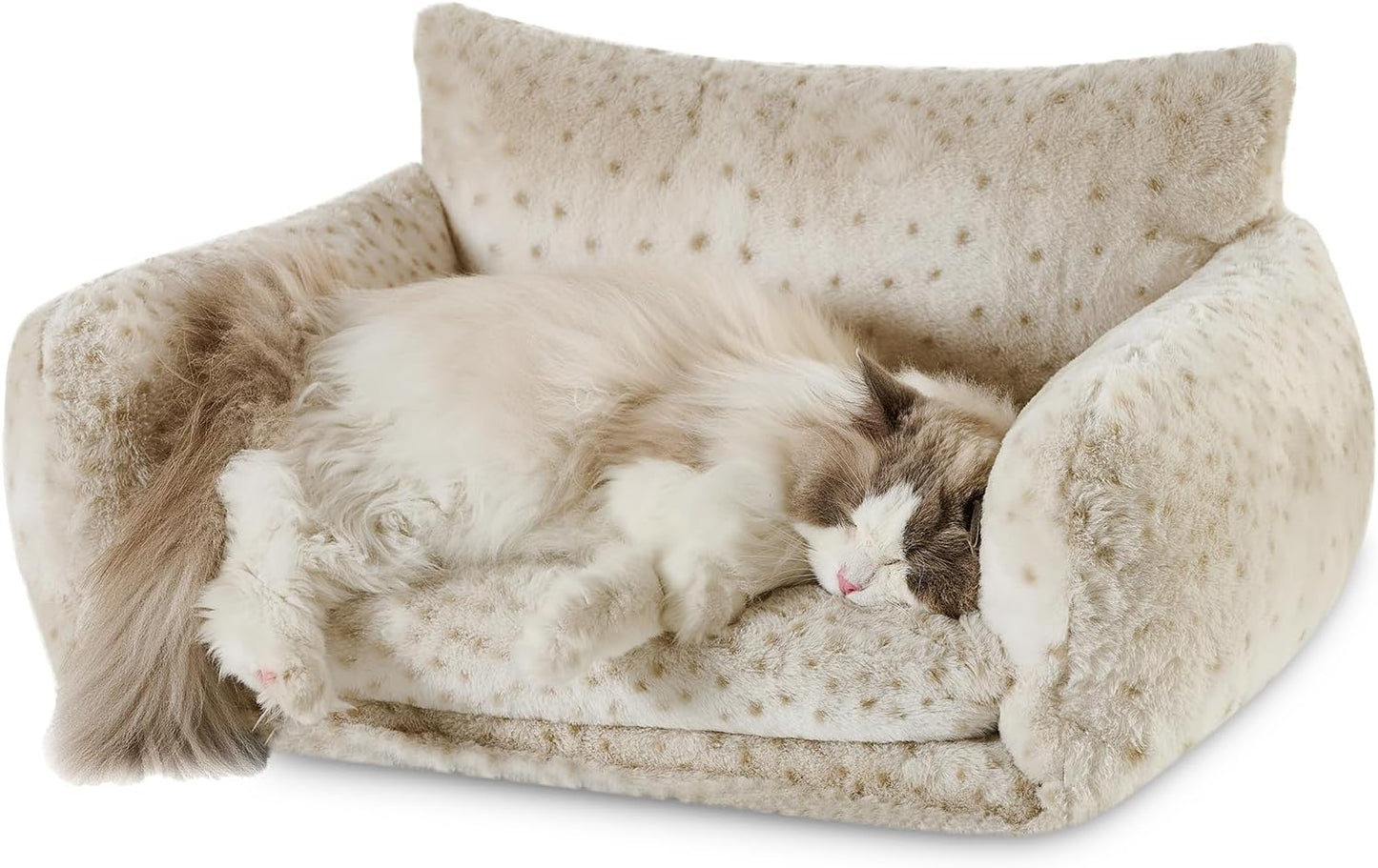 Hollypet Cat Bed Fluffy Plush Double-Layer Soft Pet Couch