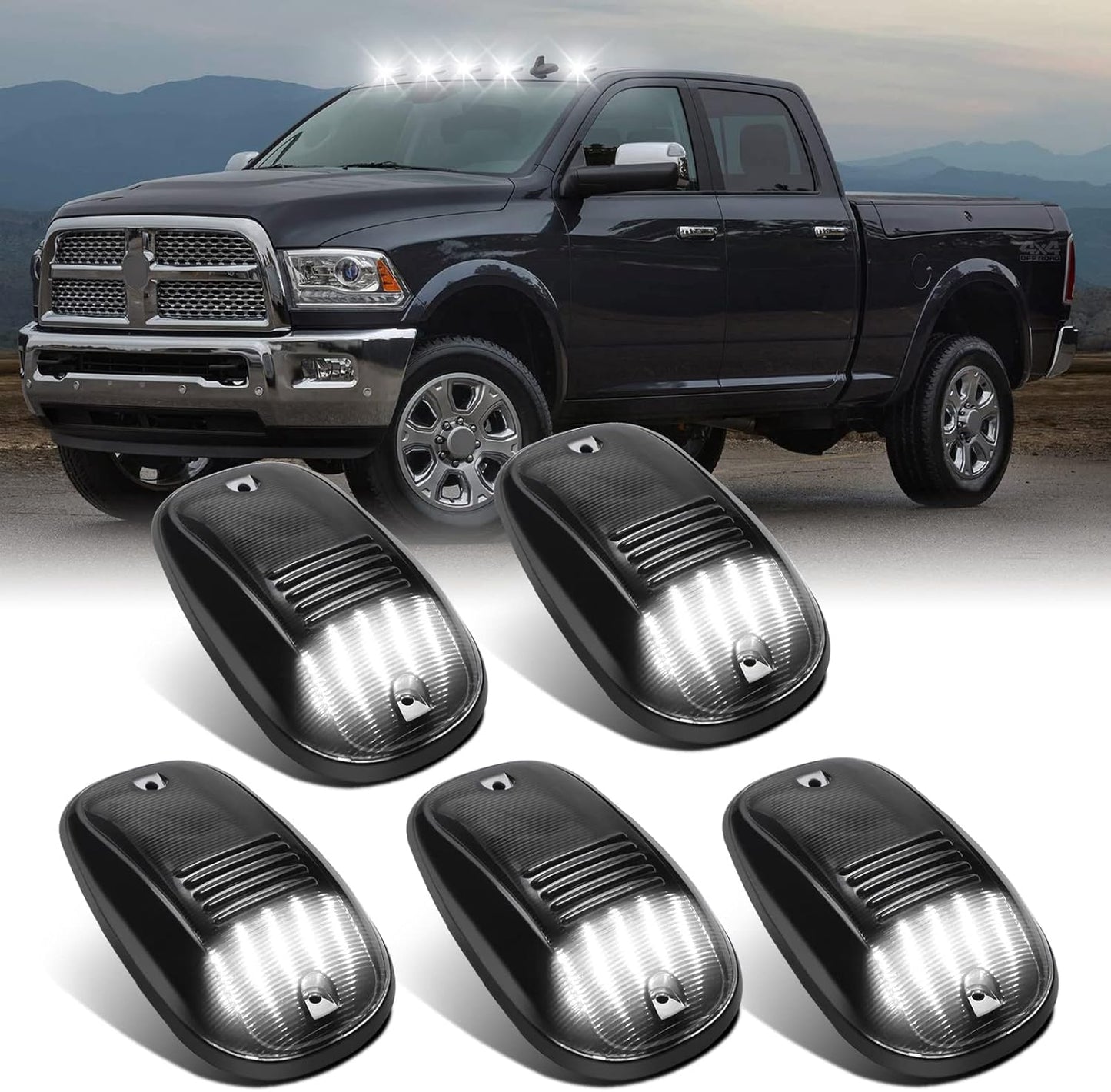 5PCS Smoke LED Cab Light Assembly for Ram Pickup Trucks 2003-2018