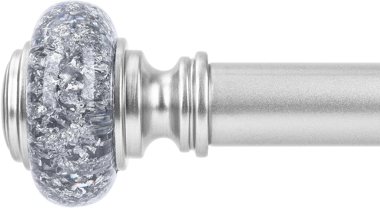 Silver Long Curtain Rods for Windows 72 to 144 Inch, Vintage Style