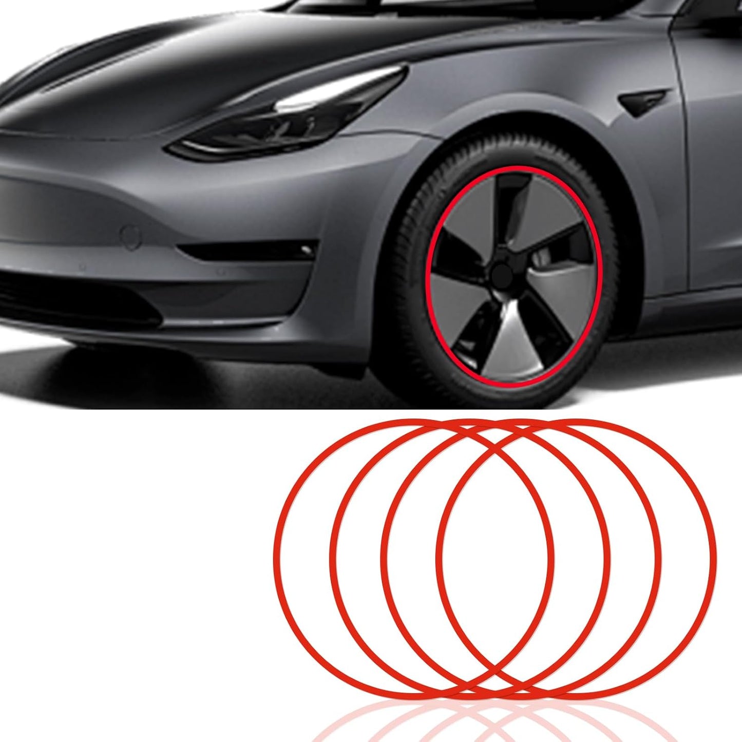 Premium Wheel Protectors - Set of 4, Red, Fits 18-21 Wheels