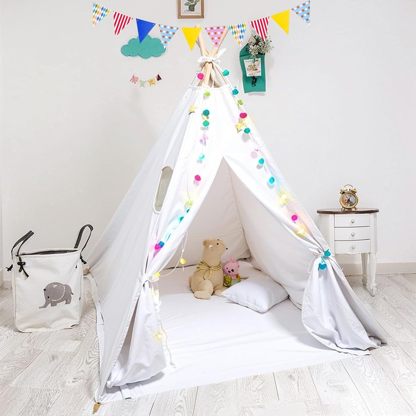 Portable Teepee Tent with LED Lights & Extras