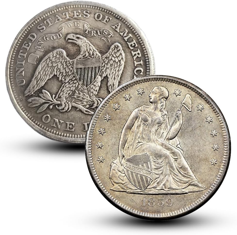 Antique Silver Coins 1859 Seated Goddess Dollar for Collectors