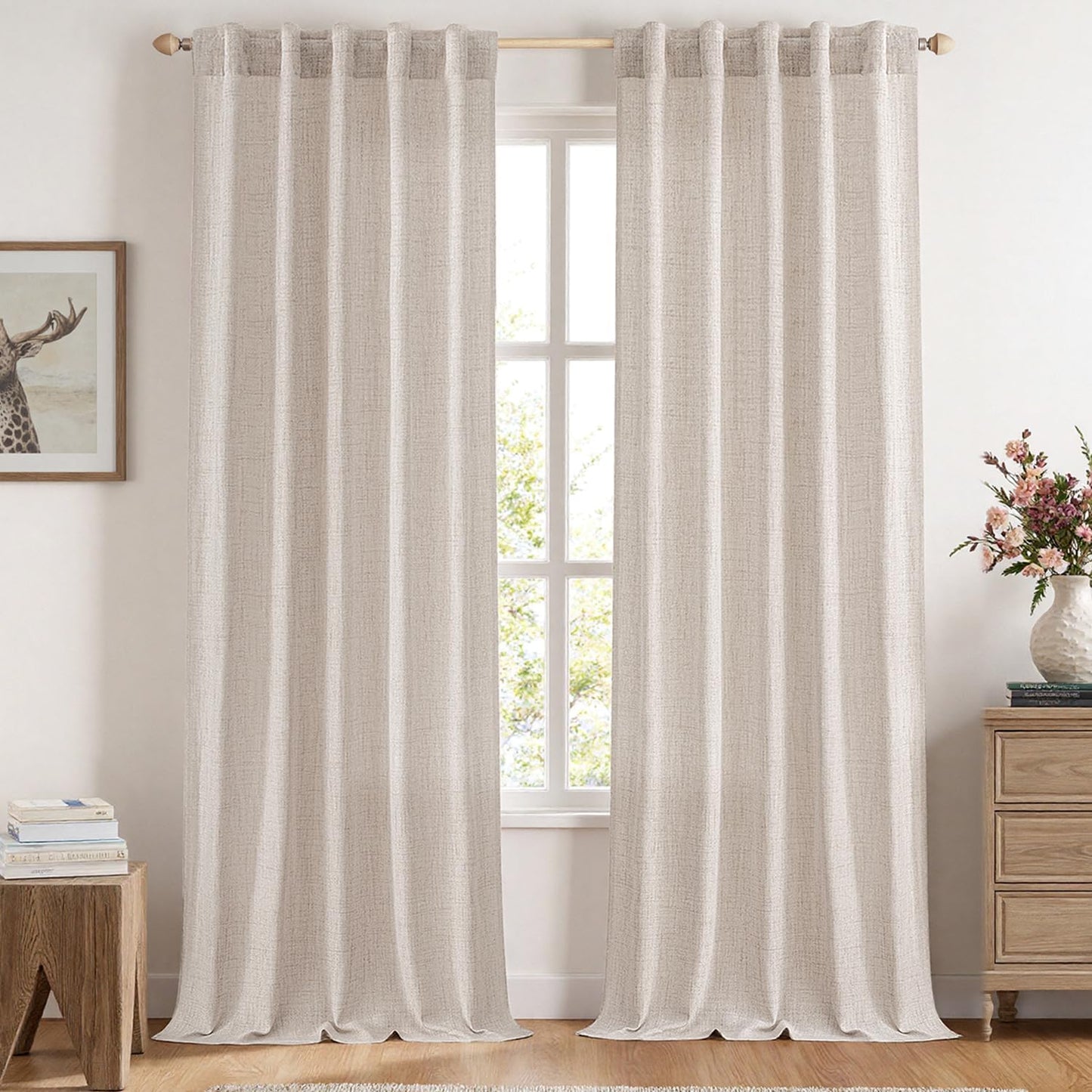 MIULEE Faux Linen Curtains 96 Inch Length for Elegant Decor