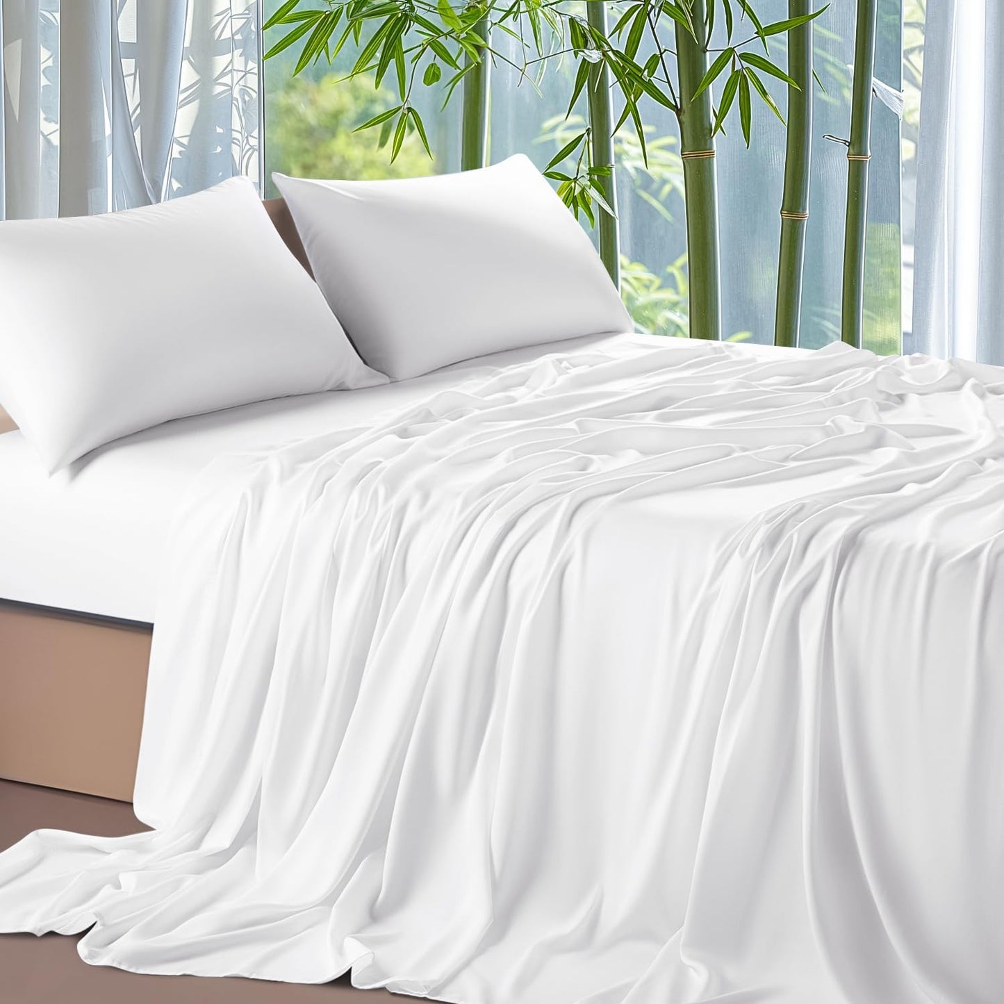 Ultra Cooling Bamboo Sheets Queen Size Set for Hot Sleepers
