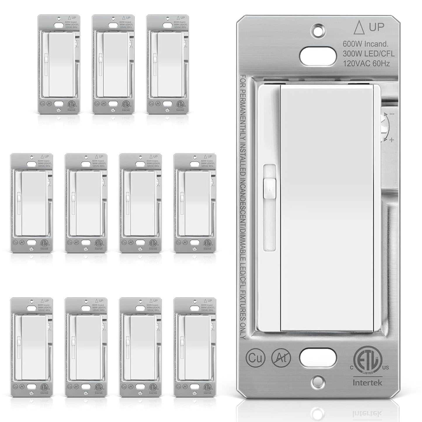BESTTEN Super Slim Slide Dimmer Light Switch for LED and CFL