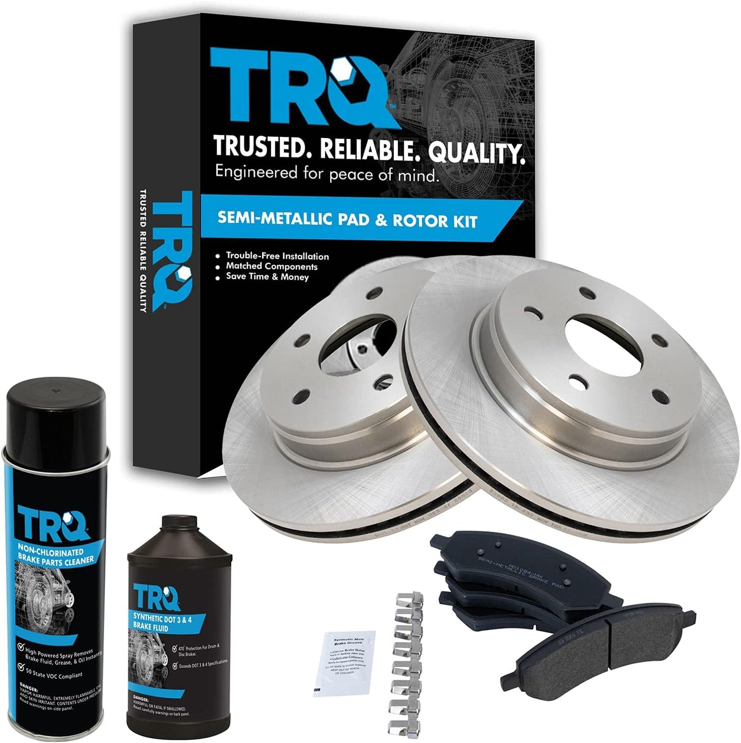 TRQ Front Brake Pad & Rotor Kit for 2007-2018 Dodge Vehicles