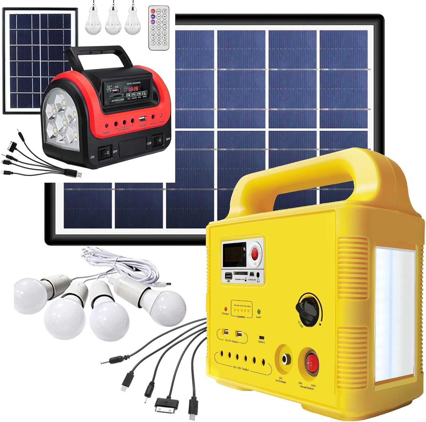 Solar Power Bank with LED - Red Emergency Essential