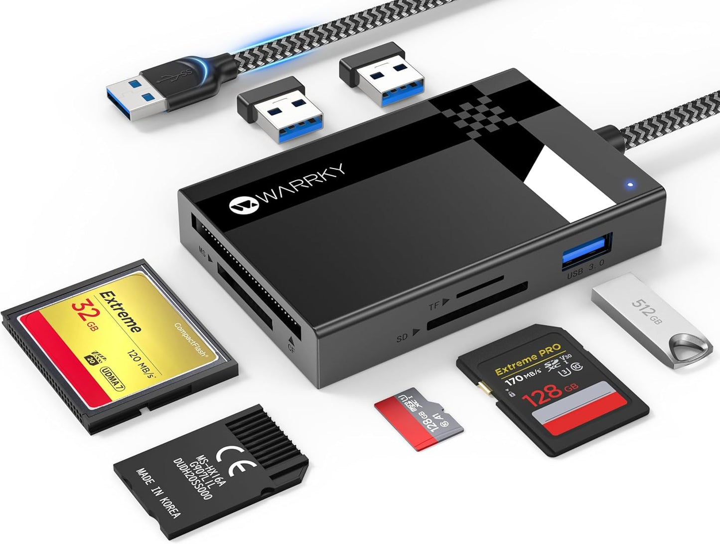 Super-Speed 7-in-1 SD Card Reader: USB 3.0, Extra Ports