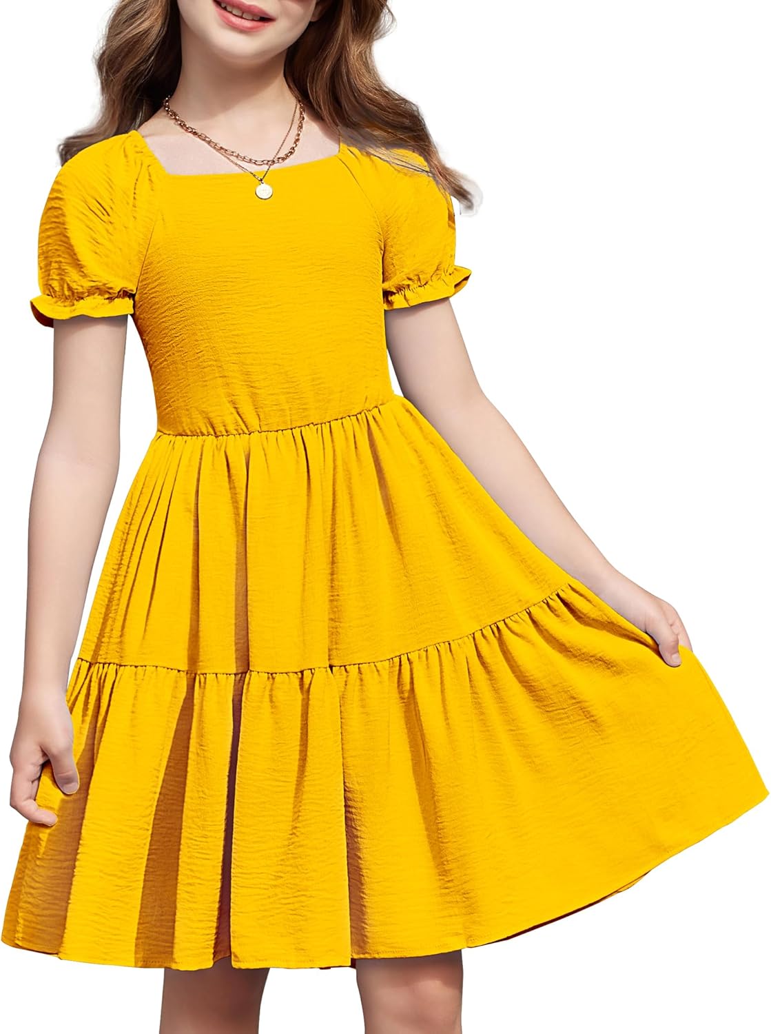 Arshiner Girls Summer Dress with Tie Back and Pockets for Fun