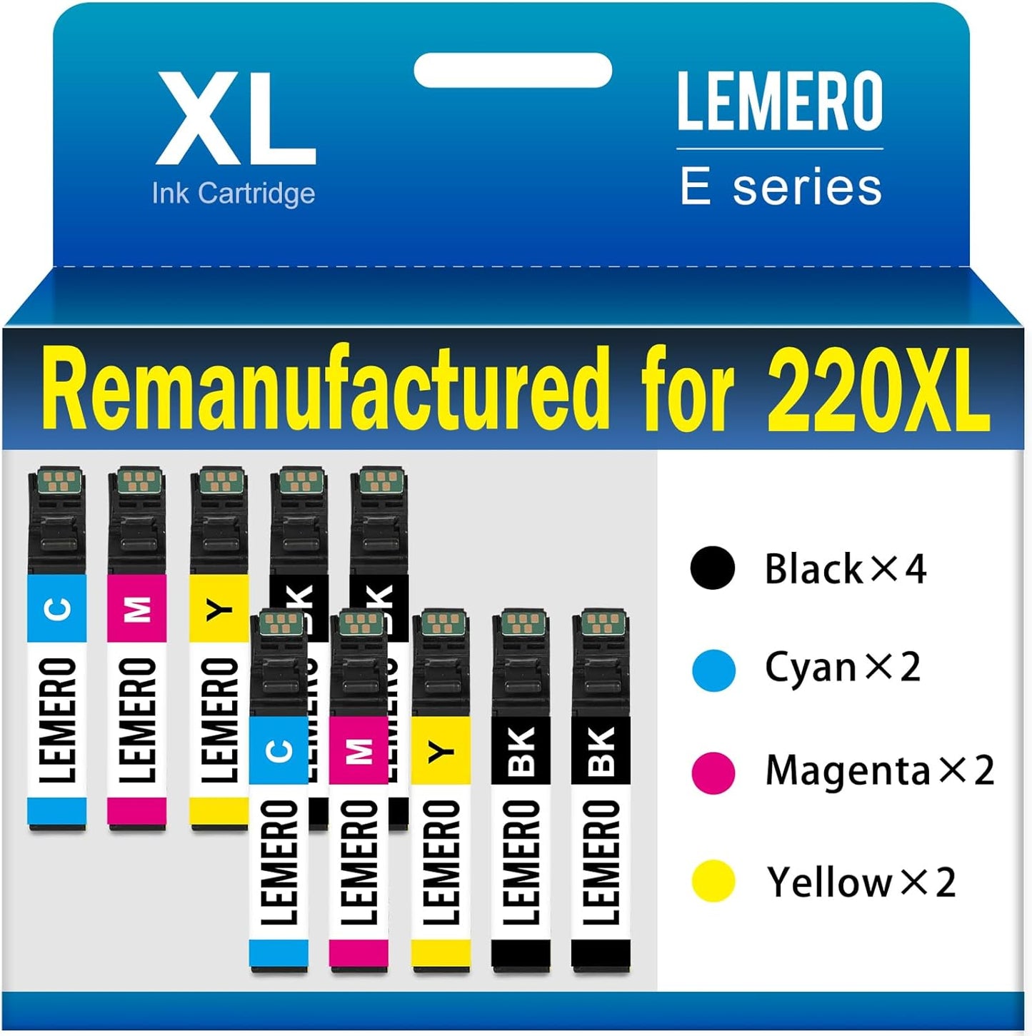 LEMER0 Remanufactured 220XL Ink Cartridges for Epson Printers