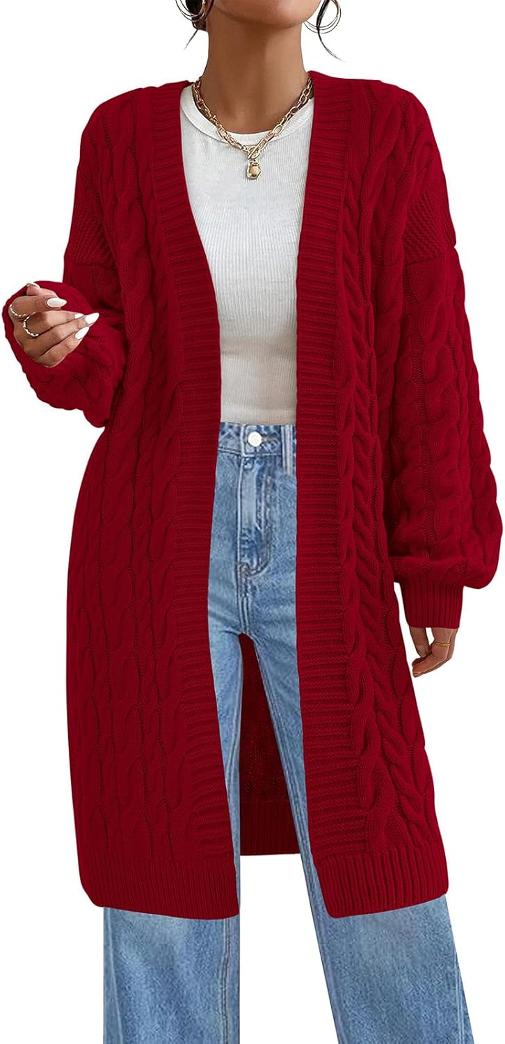 PRETTYGARDEN Long Sleeve Open Front Chunky Cardigan Sweaters