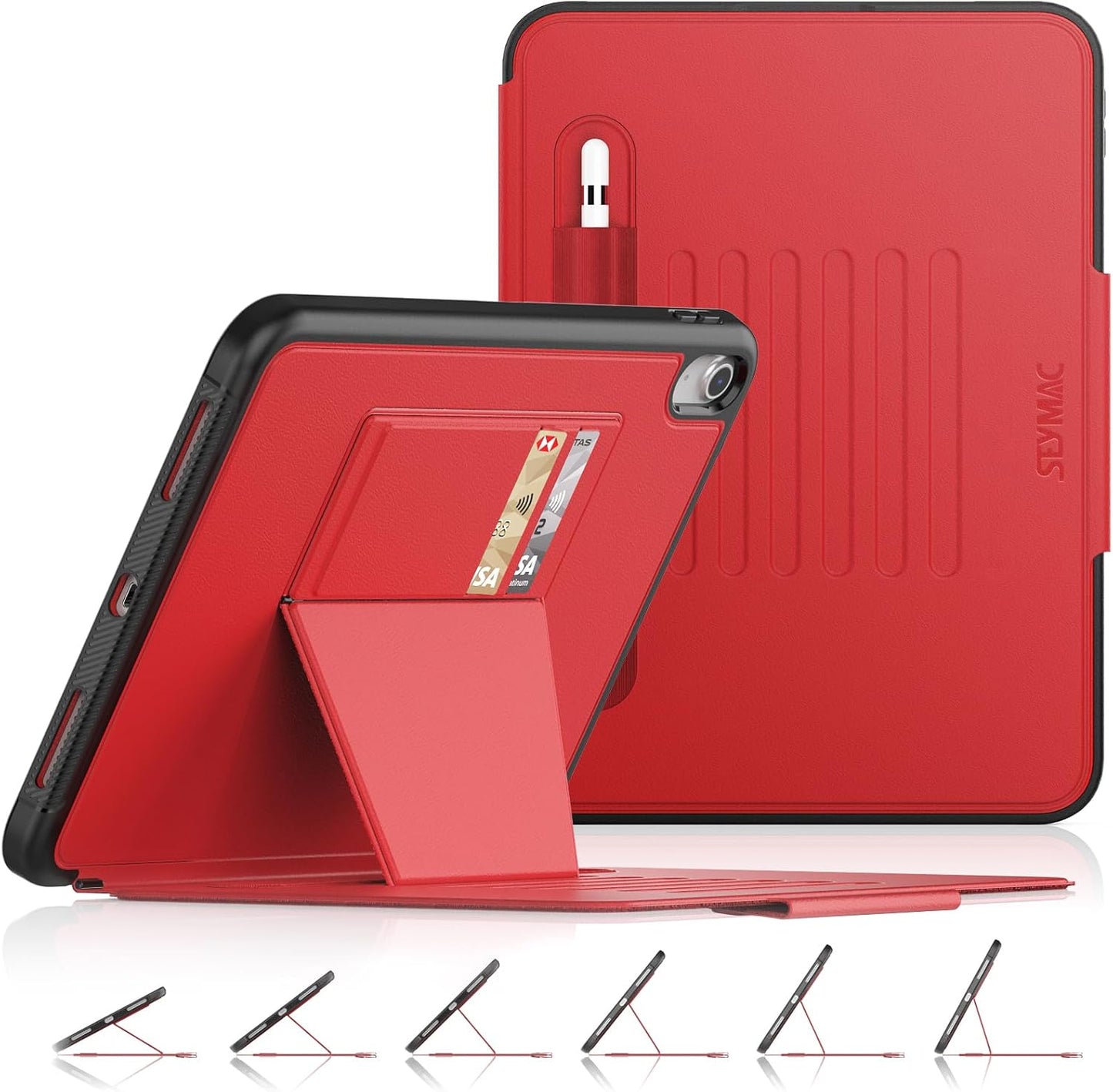 10.9'' iPad 10th Gen Magnetic Case - Shockproof & Multi-Stand (Red)