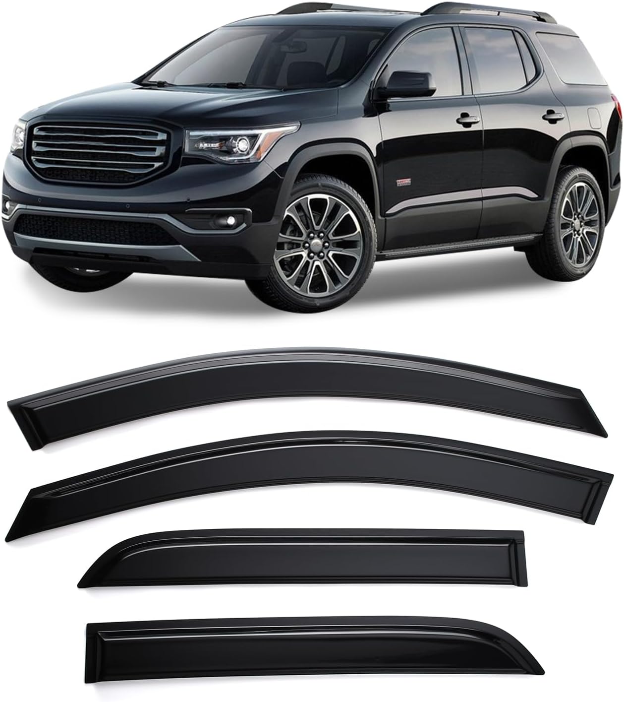 Tape-on Sun/Rain Guard Side Window Visor Deflectors for GMC Acadia