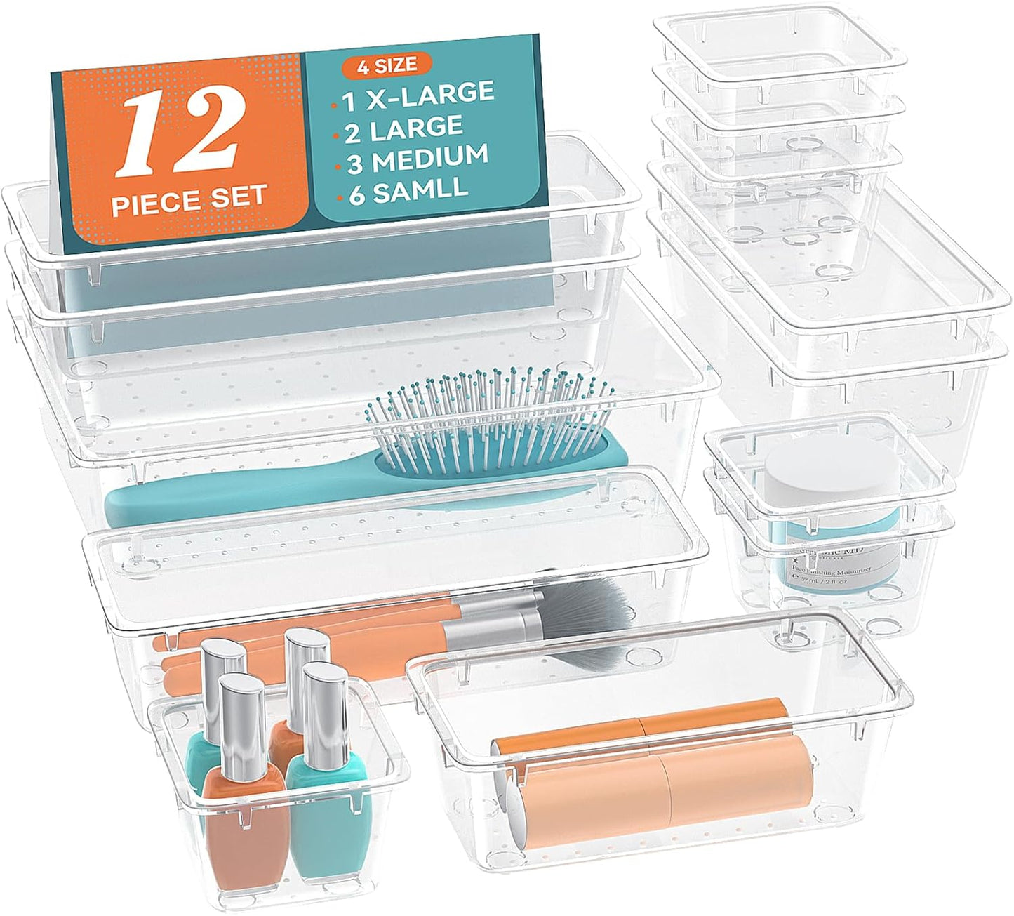 Clear Plastic Drawer Organizer Set - Multifunctional & Stylish!