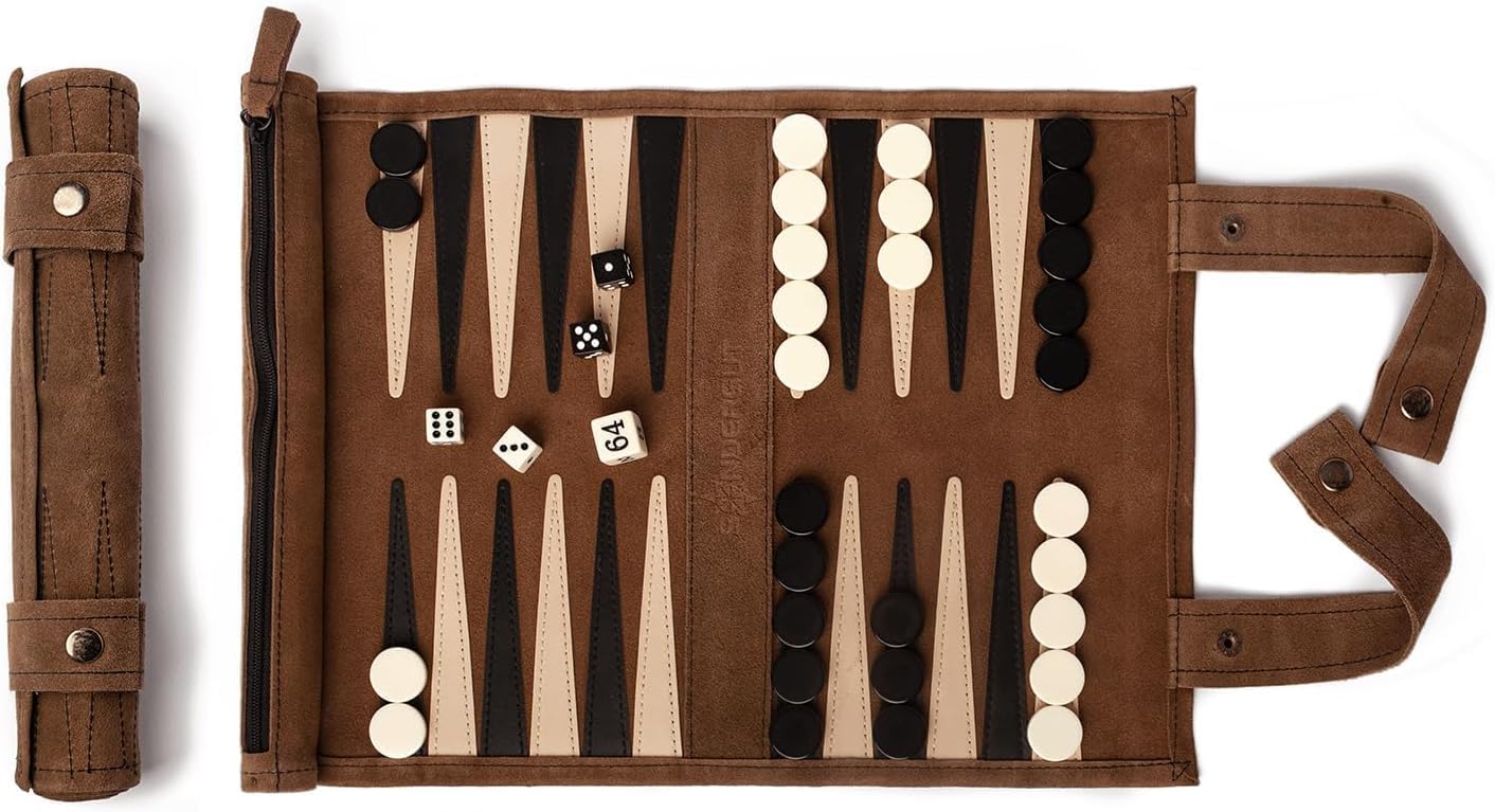 Sondergut Roll-up Portable Suede Backgammon Game Set for Travel