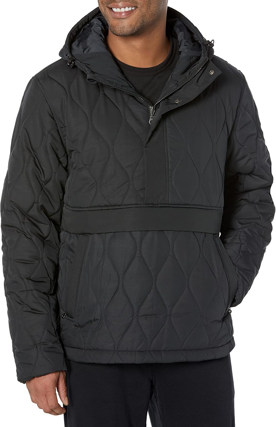 Men's Anorak Hooded Quarter-Zip Puffer Coat for Comfort