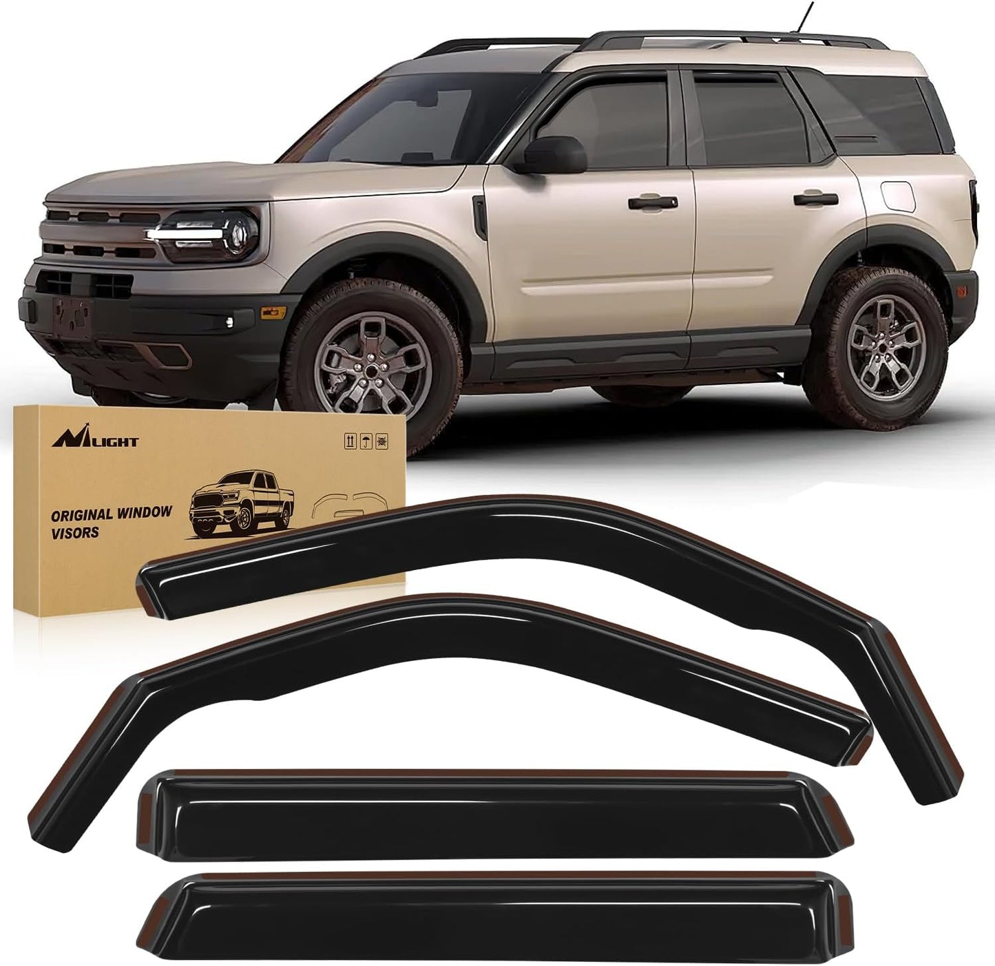 Nilight Rain Guards for Ford Bronco Sport - 4PCS Window Deflectors