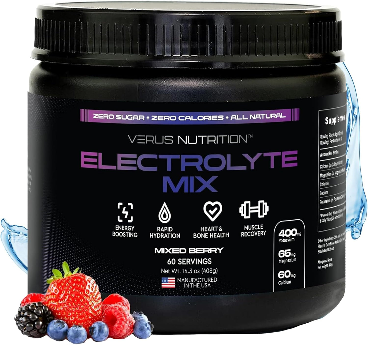Electrolytes Powder No Sugar for Fasting, Keto & Vegan Diets