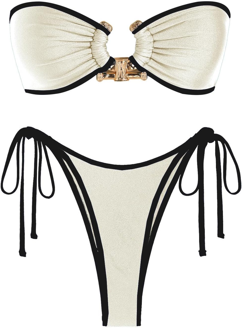 ZAFUL Metal Ring Bandeau Bikini Set for Stylish Beach Days