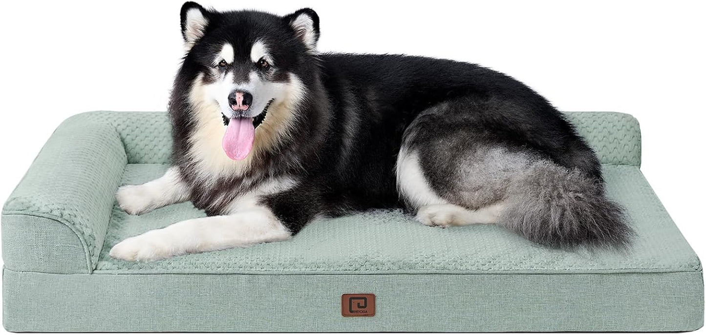 EHEYCIGA XXL Memory Foam Dog Bed for Jumbo Dogs, Greyish Green