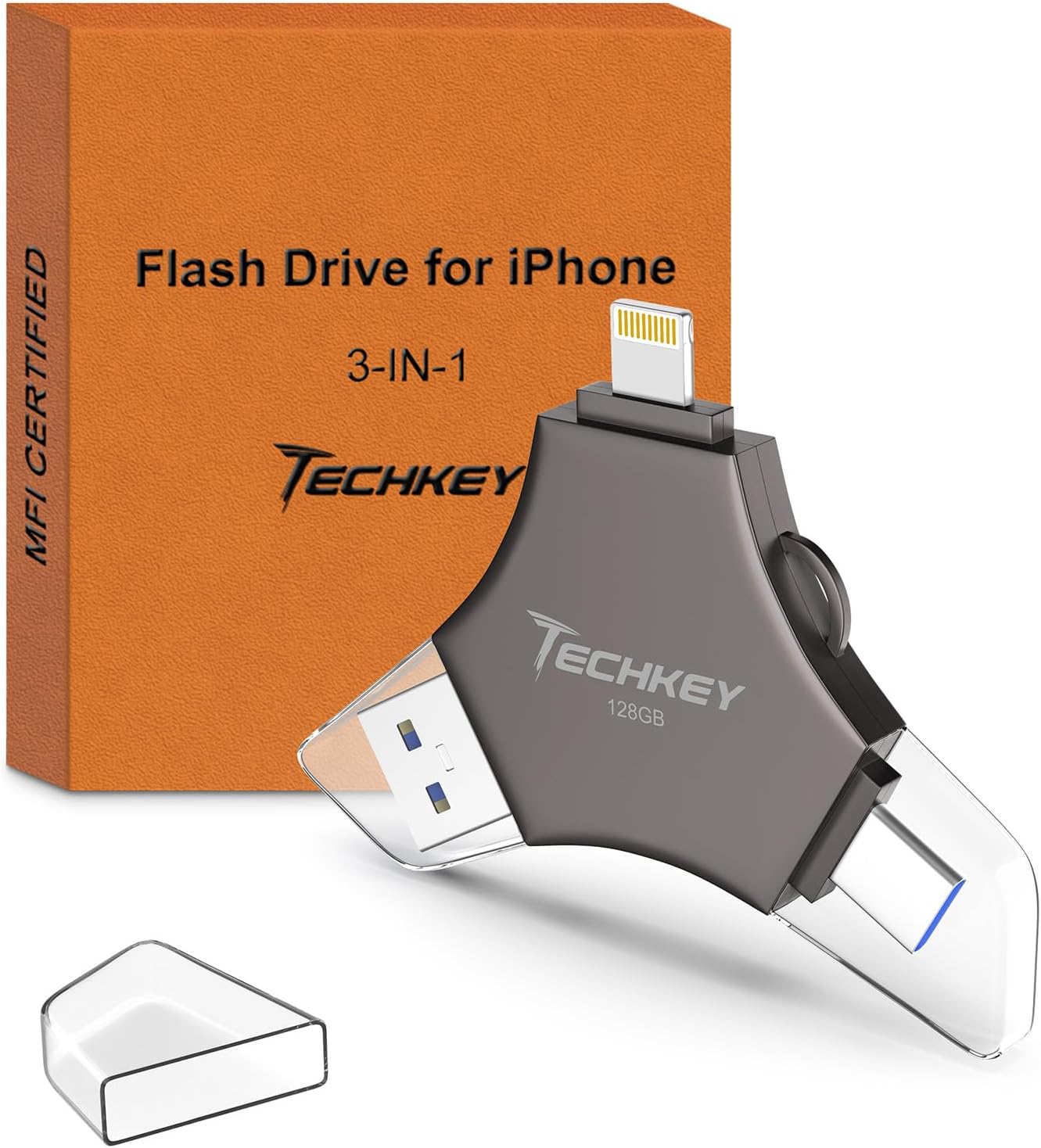 MFi Certified 128GB USB 3.0 Flash Drive for iPhone and iPad