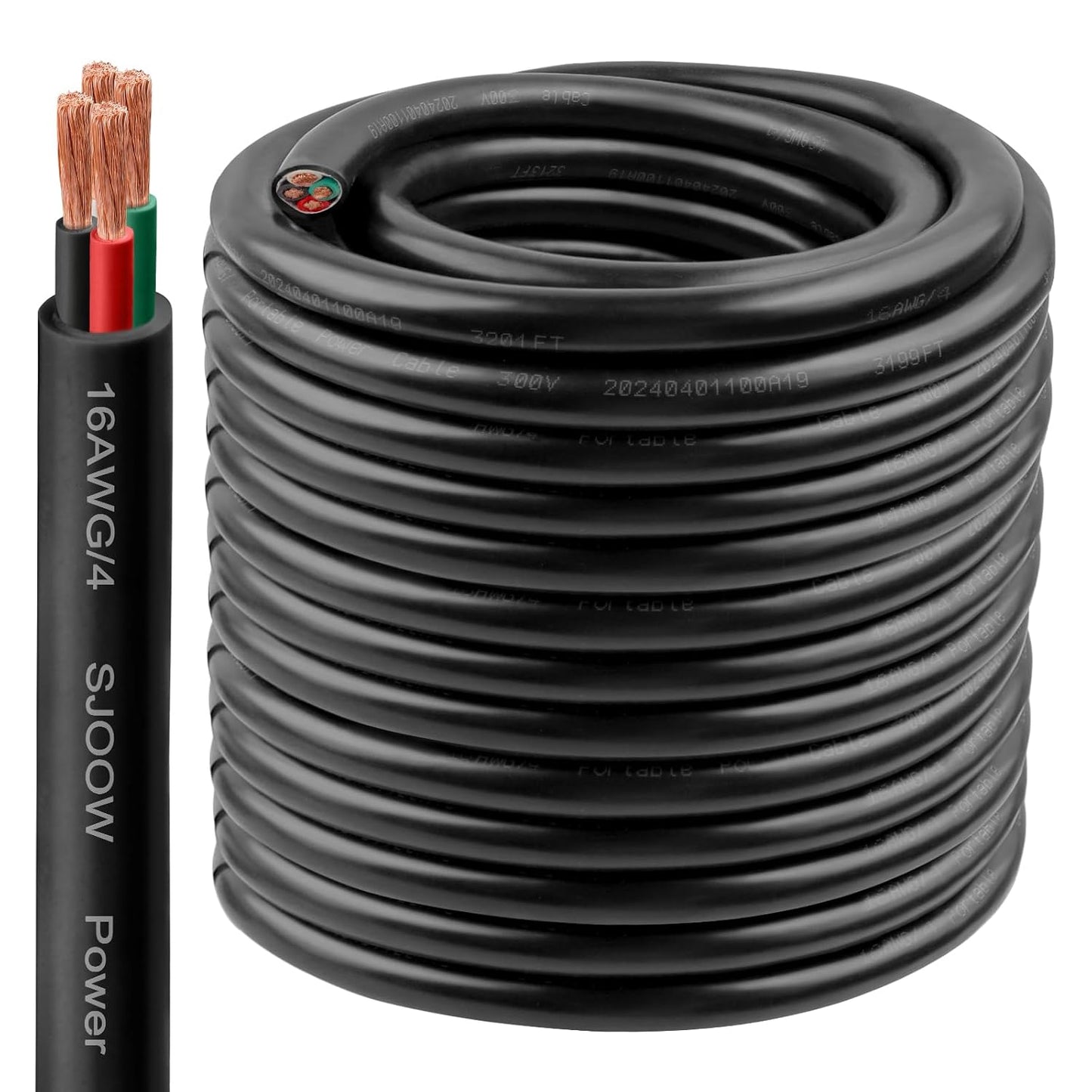 16/4 SJOOW Wire 150FT - Durable 16 AWG Portable Cable