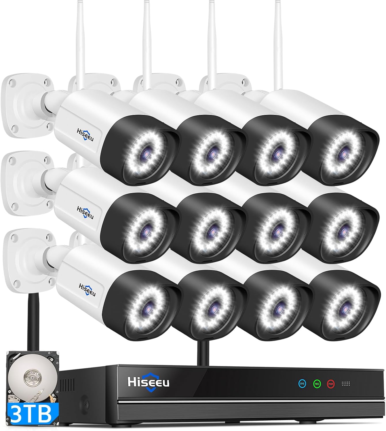 Hiseeu 5MP Outdoor Security Camera System - Color Night Vision