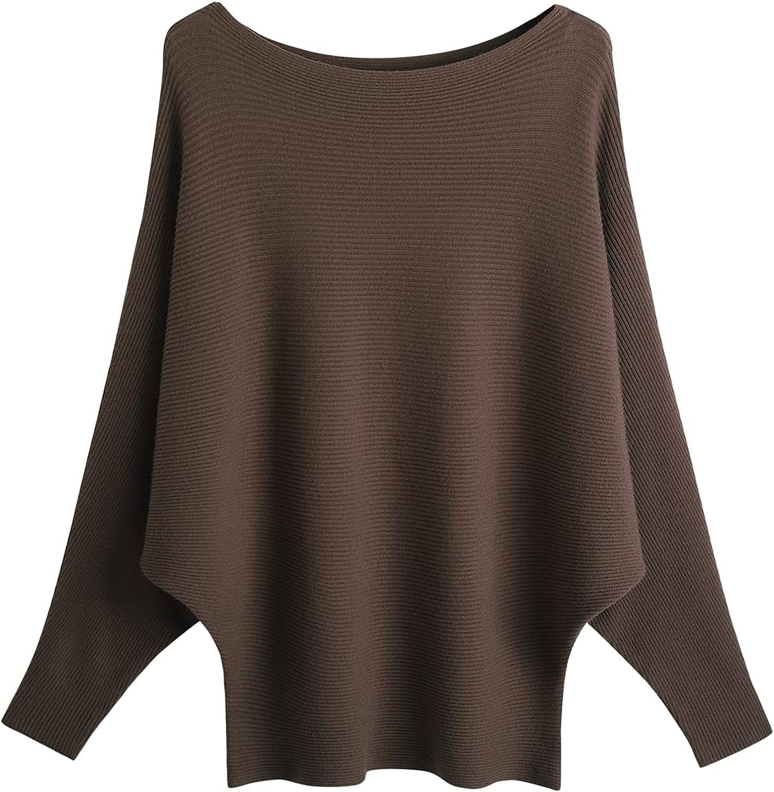 GABERLY Boat Neck Batwing Sleeves Oversized Sweater for Women