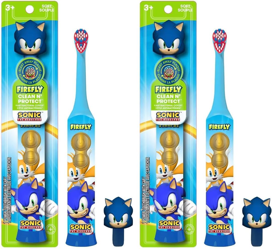 Sonic The Hedgehog Toothbrush with 3D Cover for Kids Ages 3