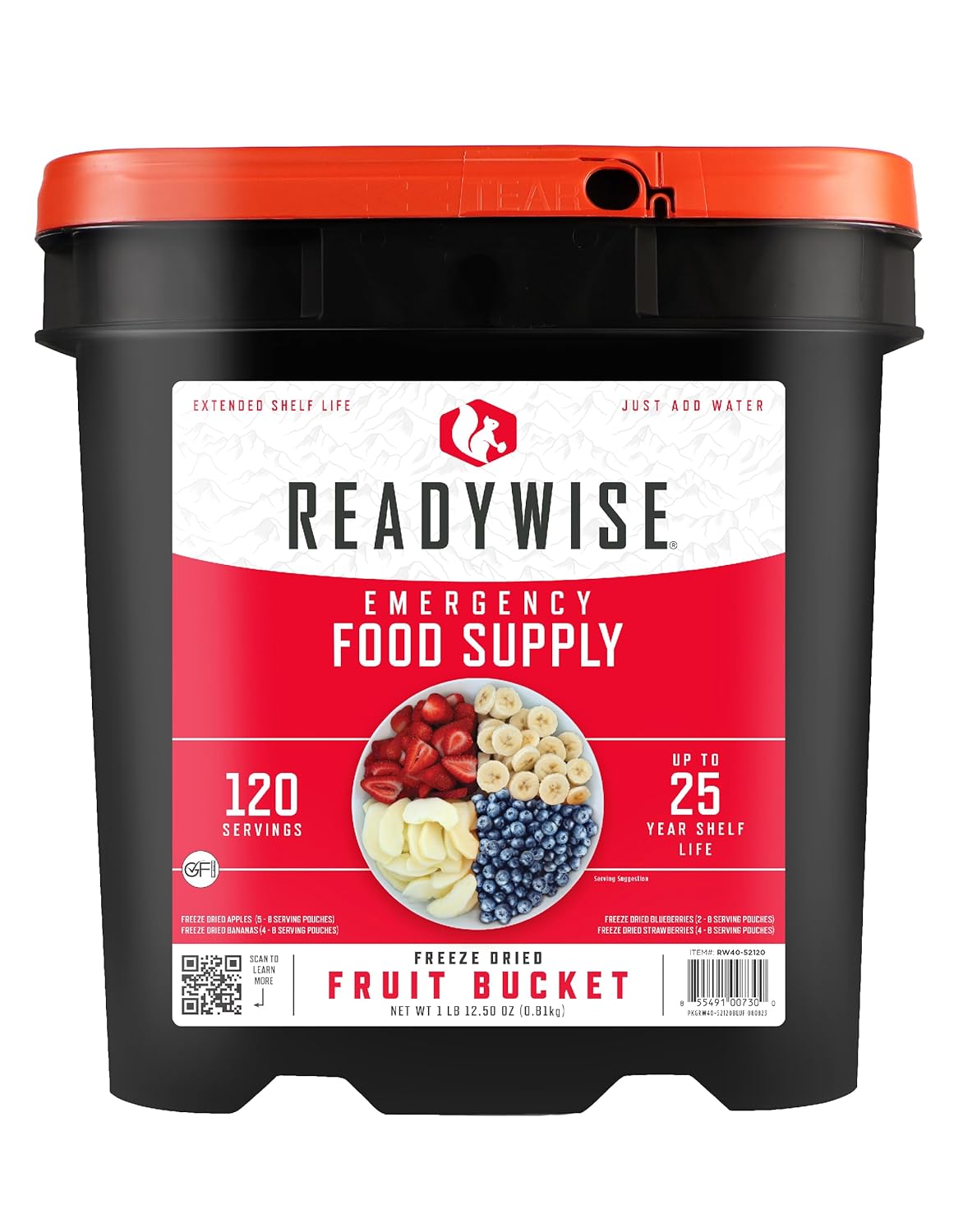 ReadyWise Fruit Bucket: 120 Servings, 20-Year Shelf Life