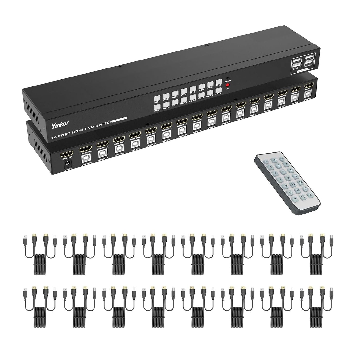 16 Port KVM Switch HDMI for 4K Control of 16 Computers
