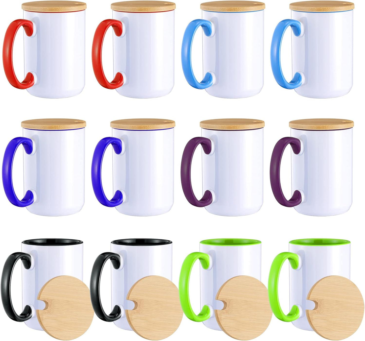 Sublimation Mugs Set of 12 with Bamboo Lid for Creative Projects