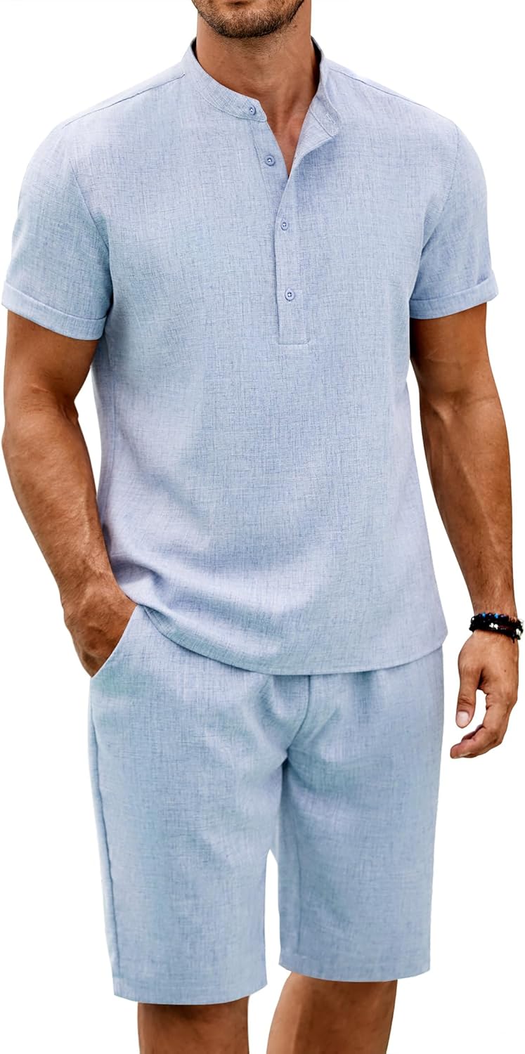 COOFANDY Men's 2 Pieces Set for Summer Beach Vacation Outfits