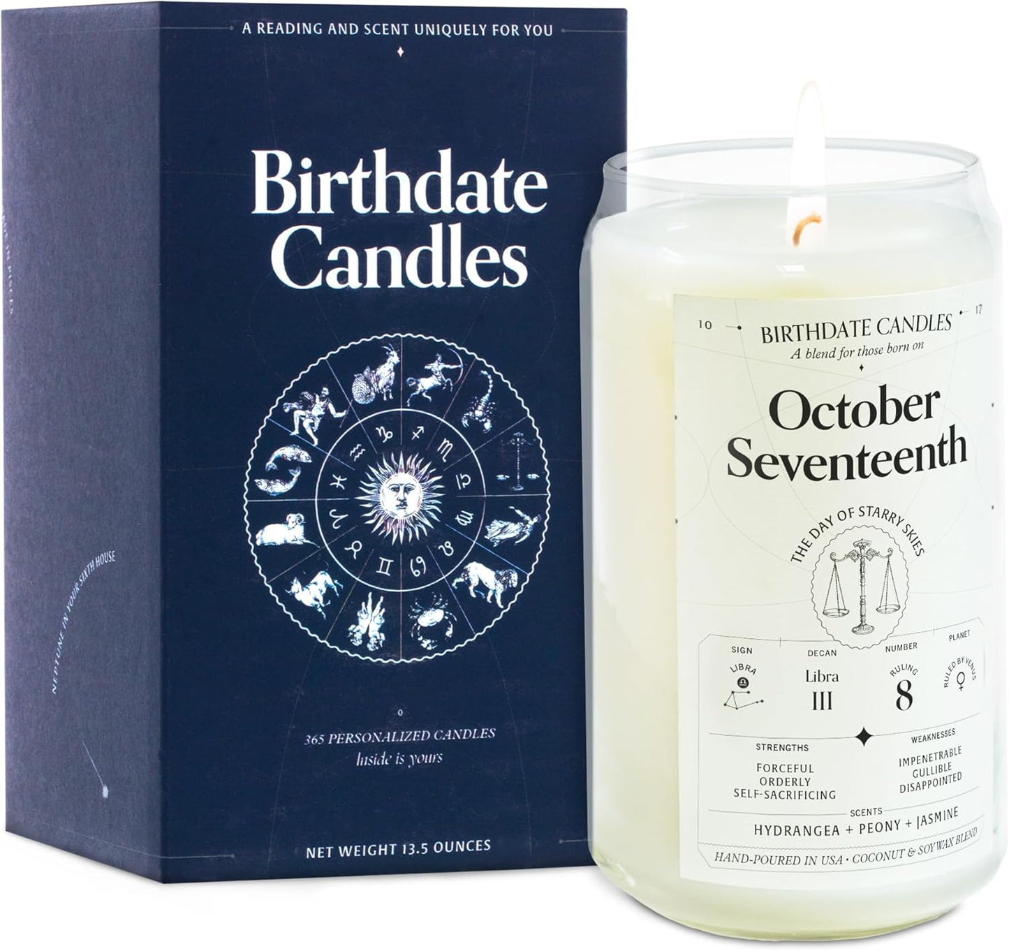 October 17 Birthday Candle - Libra Zodiac Scented Gift