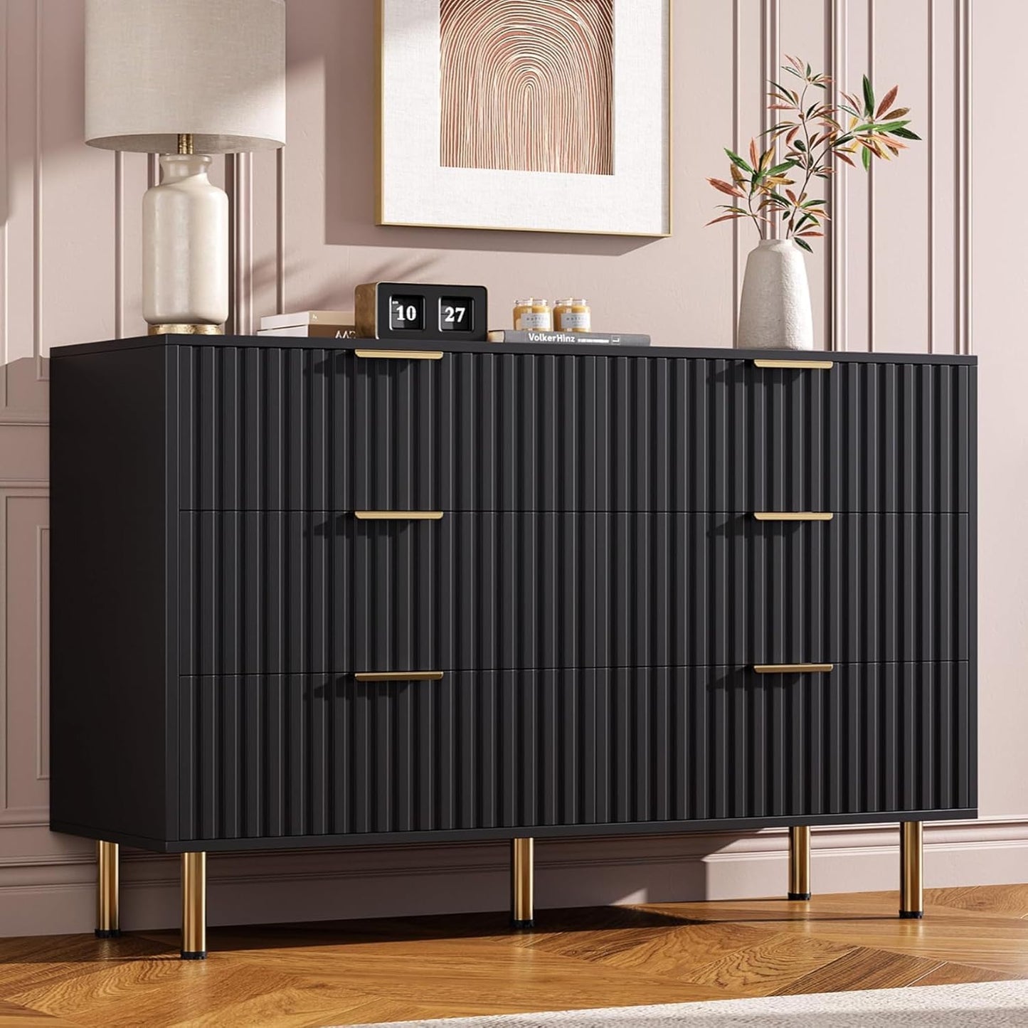 Fluted 6 Drawer Dresser for Bedroom - Modern Chest of Drawers