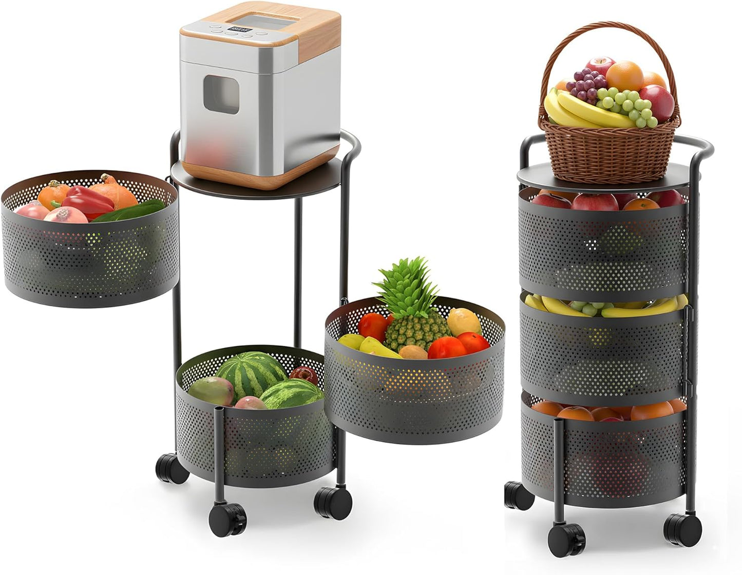 JAQ Rotating Storage Shelves Rack for Kitchen Organization