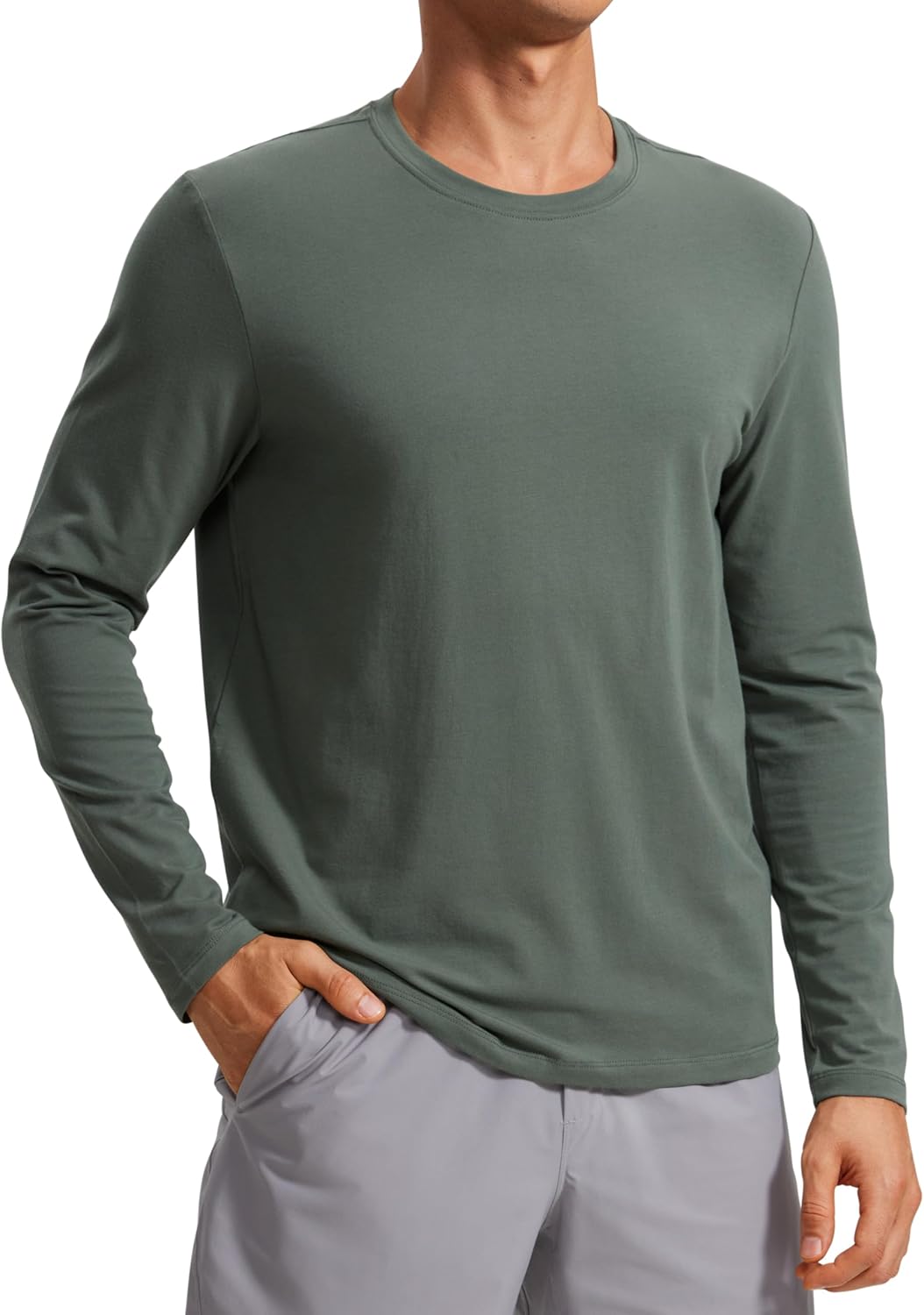 CRZ YOGA Men's Pima Cotton Long Sleeve Tee: Ultimate Comfort