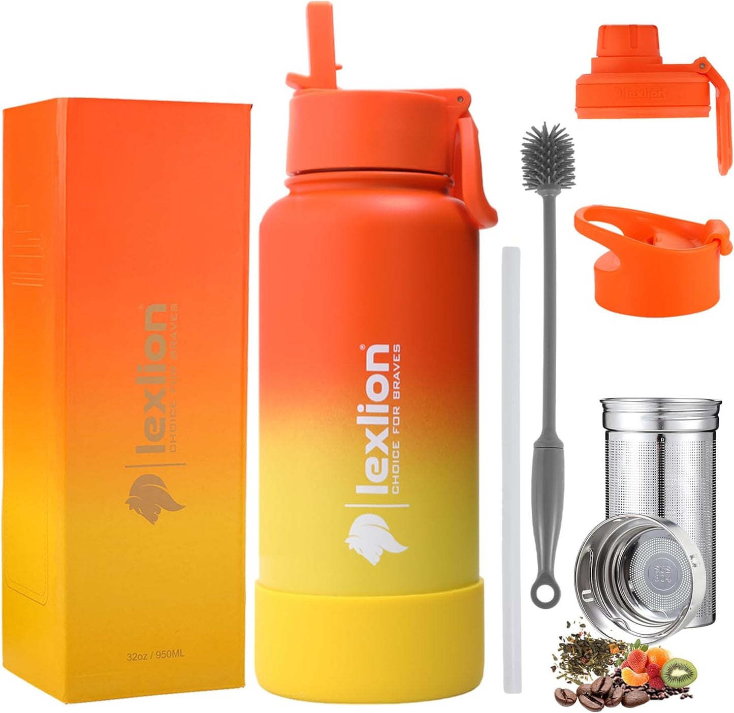 Lexlion 32 Oz Tea Infuser Water Bottle with Triple Wall Insulation