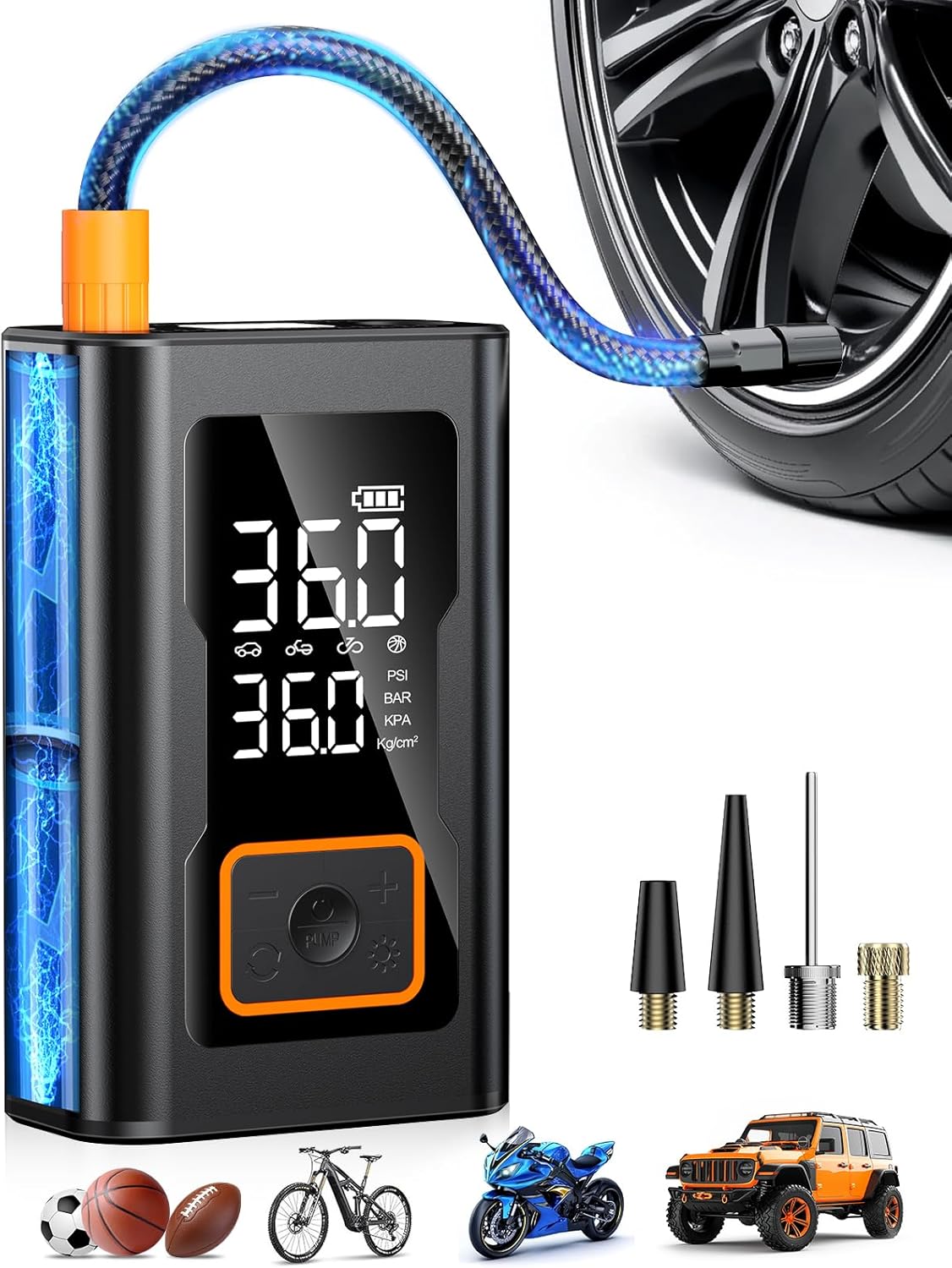 LYTFEI Portable Tire Inflator - Rechargeable Pump with LED