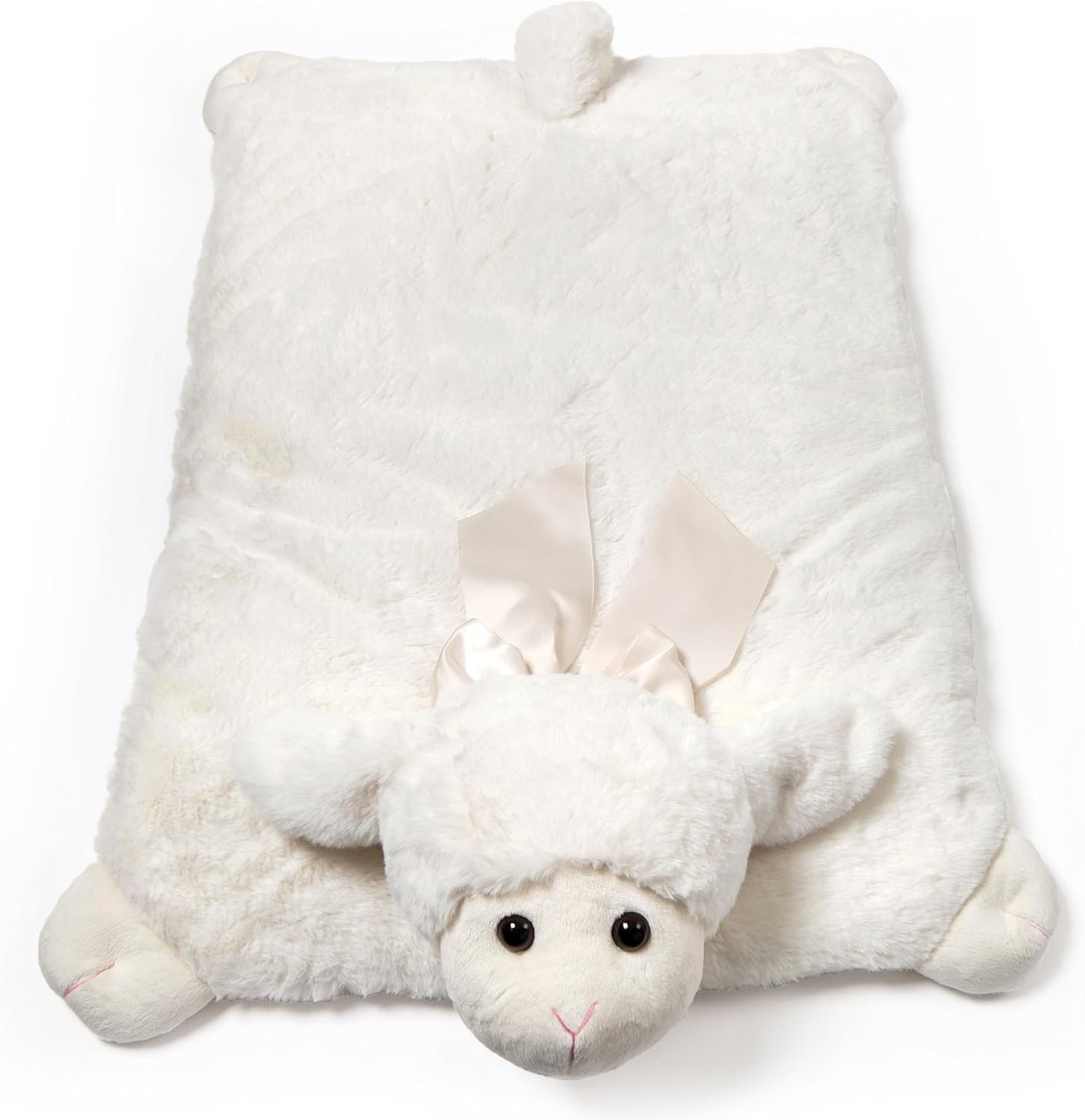 Bearington Baby Lamby Plush Animal Tummy Time Mat for Infants