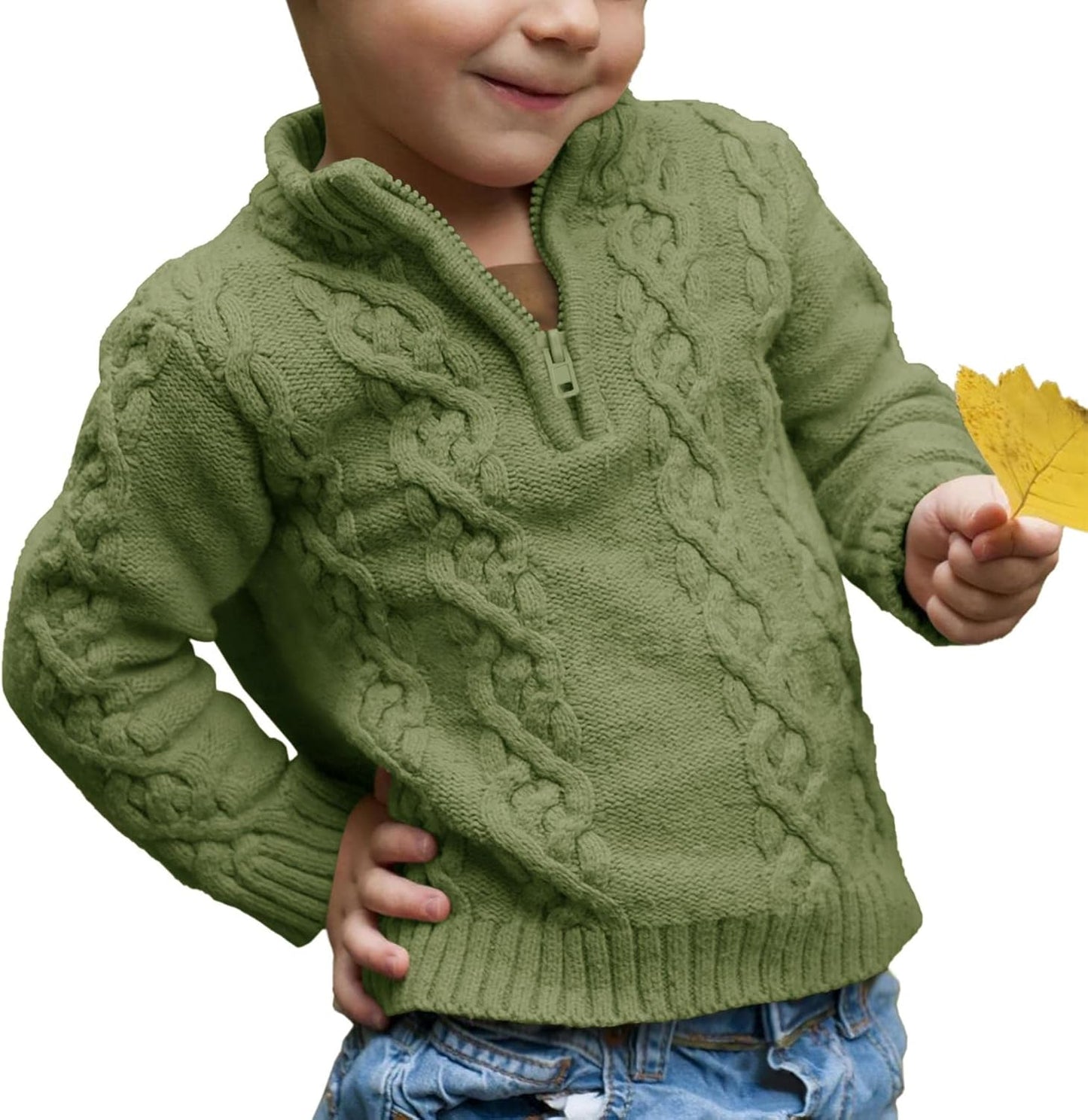 Toddler Boys Girls Cable Knit Pullover Sweater for Winter Wear